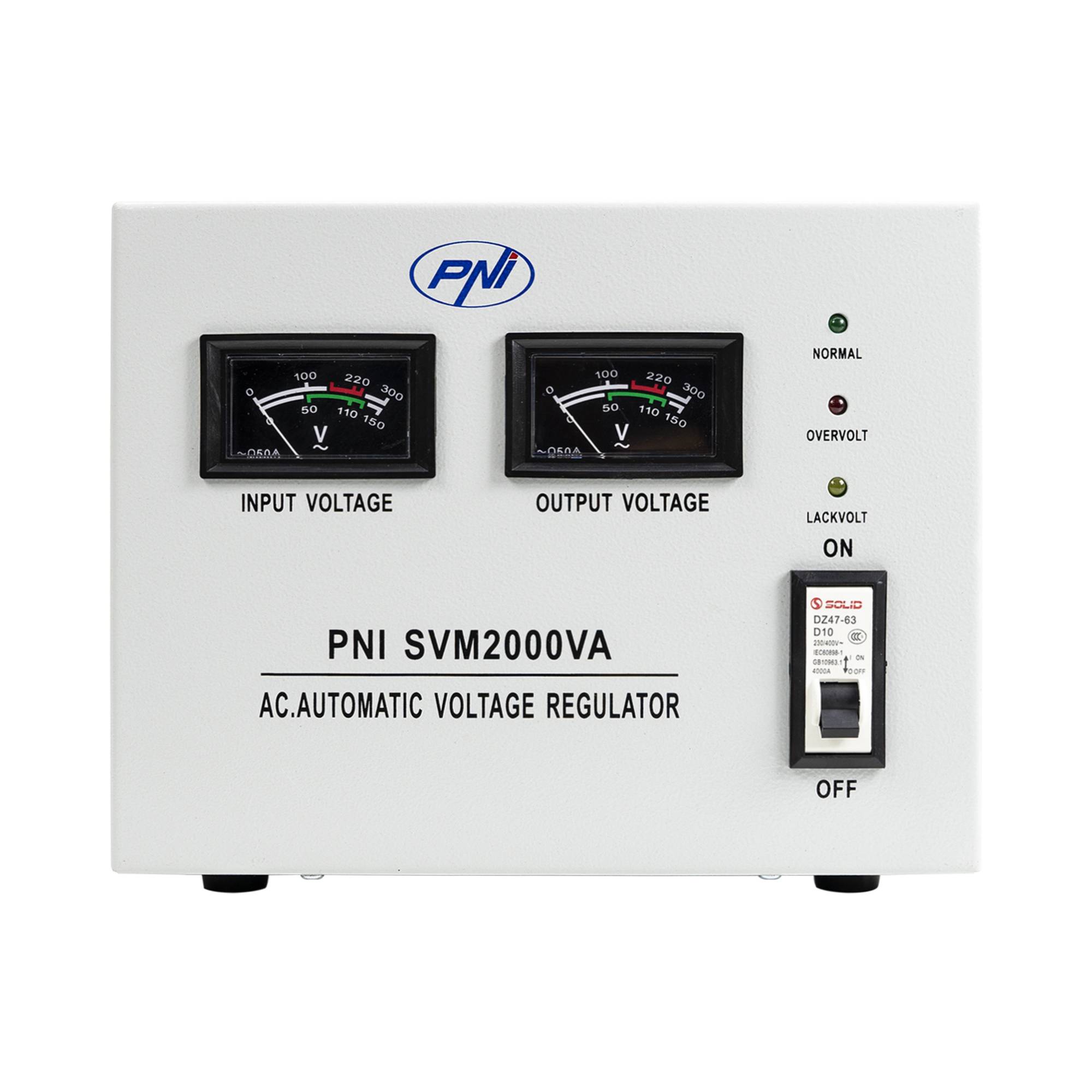 PNI SVM2000VA Spannungsstabilisator mit Servomotor, 1600 W, 7,2 A, 230 V Ausgang