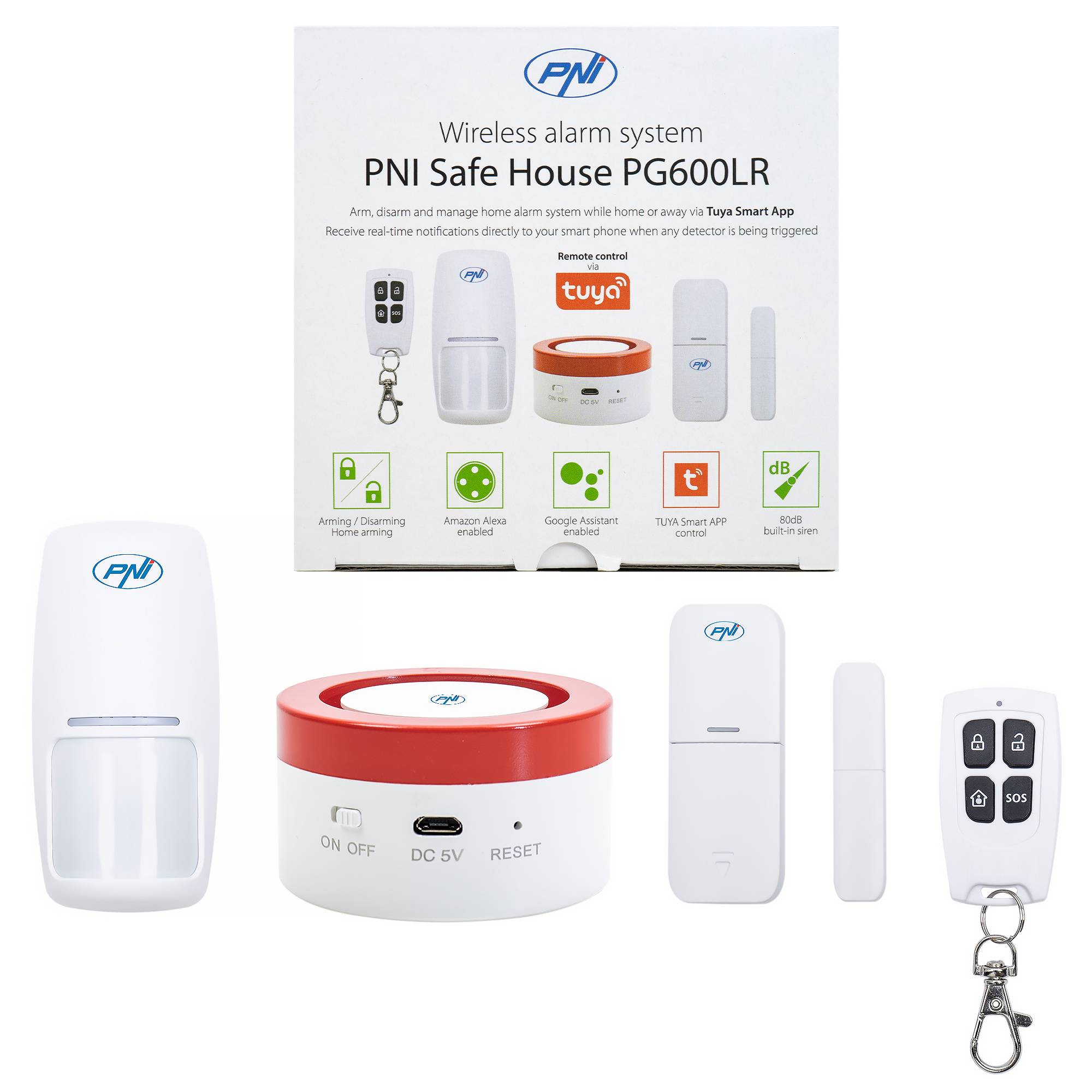 PNI Safe House PG600 Funkalarmsystem, Smart Home-Sicherheitssystem, Funkverbindung, Einbruchalarm, Funkalarm, Funkalarm über TUYA iOS