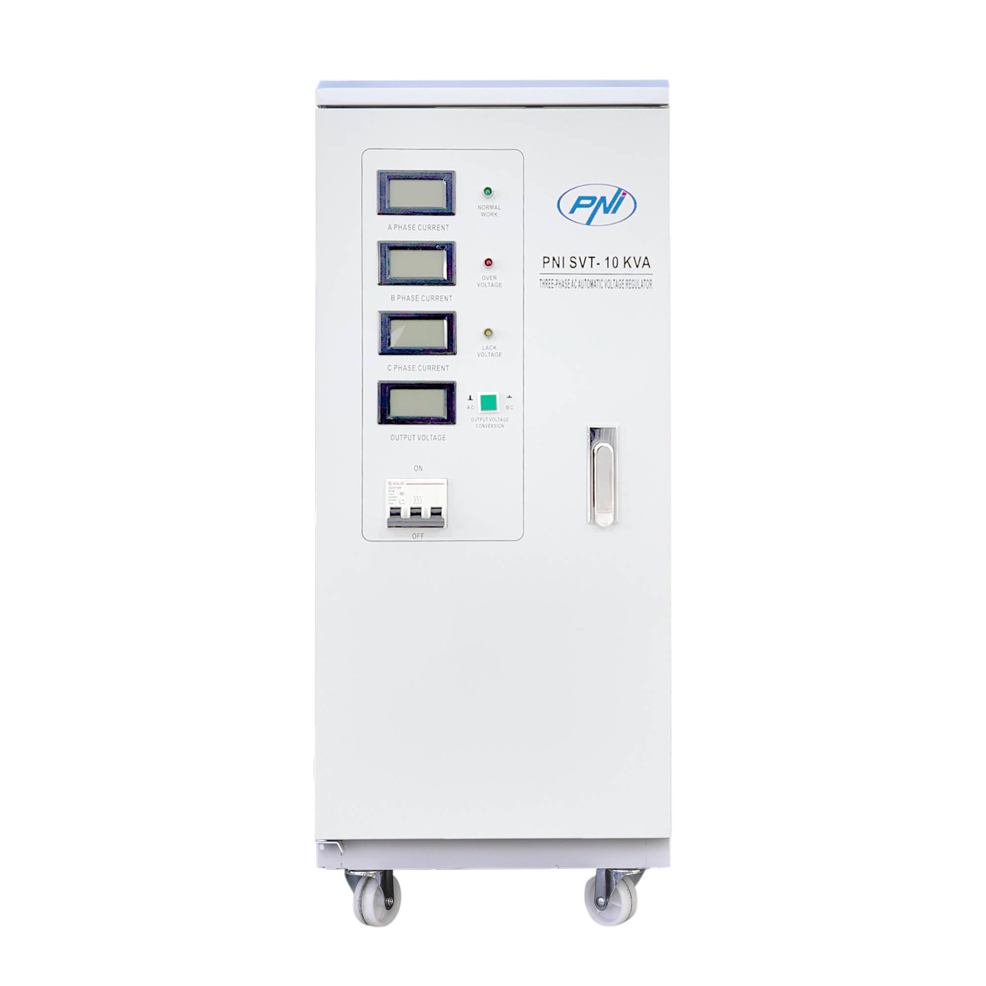 Dreiphasiger Spannungsstabilisator PNI SVT-10K mit Servomotor, 10000VA, 8000W, 380V Ausgang