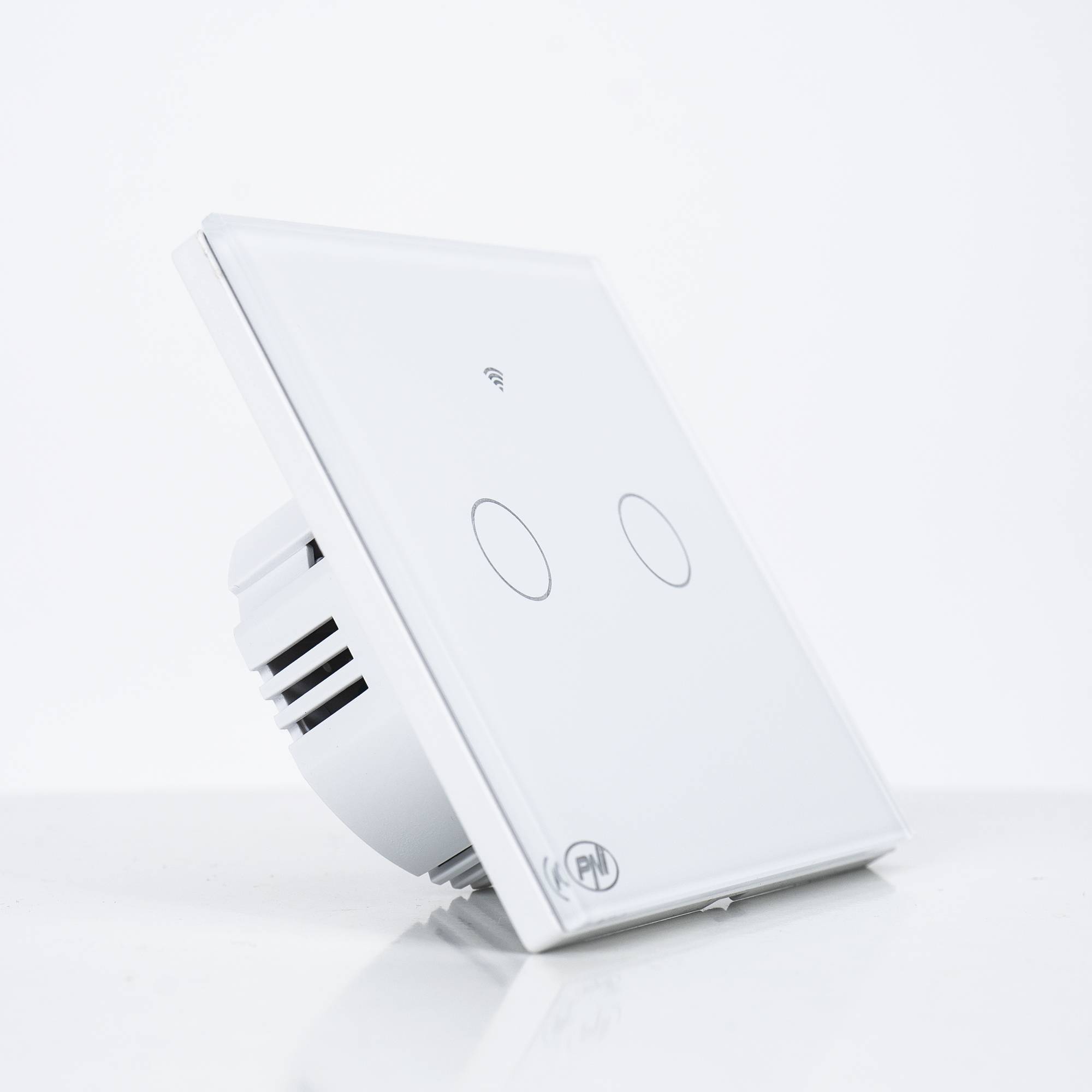 Smart Switch mit PNI SafeHome PT202L WiFi Touch, 10A, Steuerung über Tuya Smart-Anwendung, kompatibel mit Alexa und Google Assistant - Live Wire