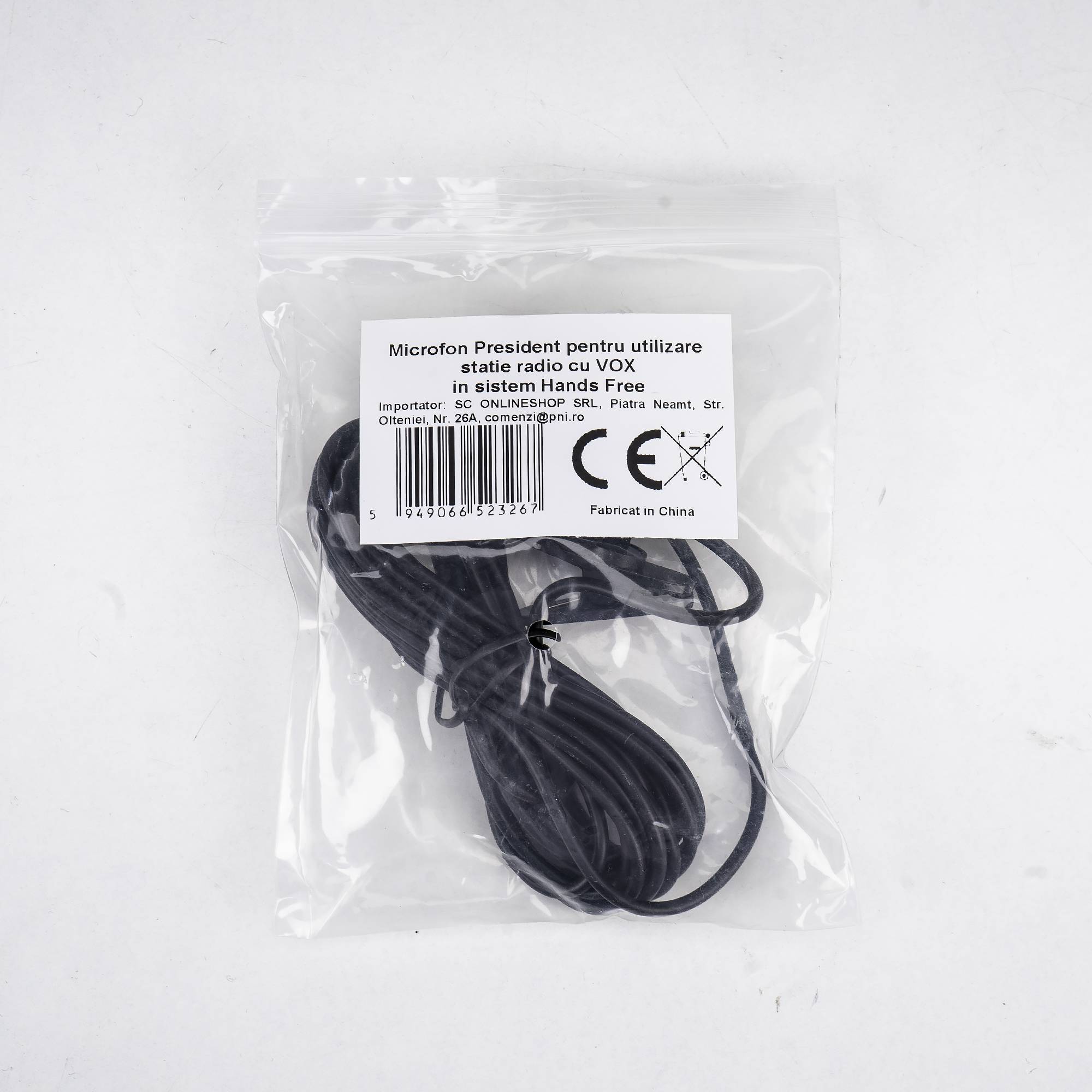 RO: Microfon President pentru utilizare statie radio cu functia VOX in sistem handsfree
