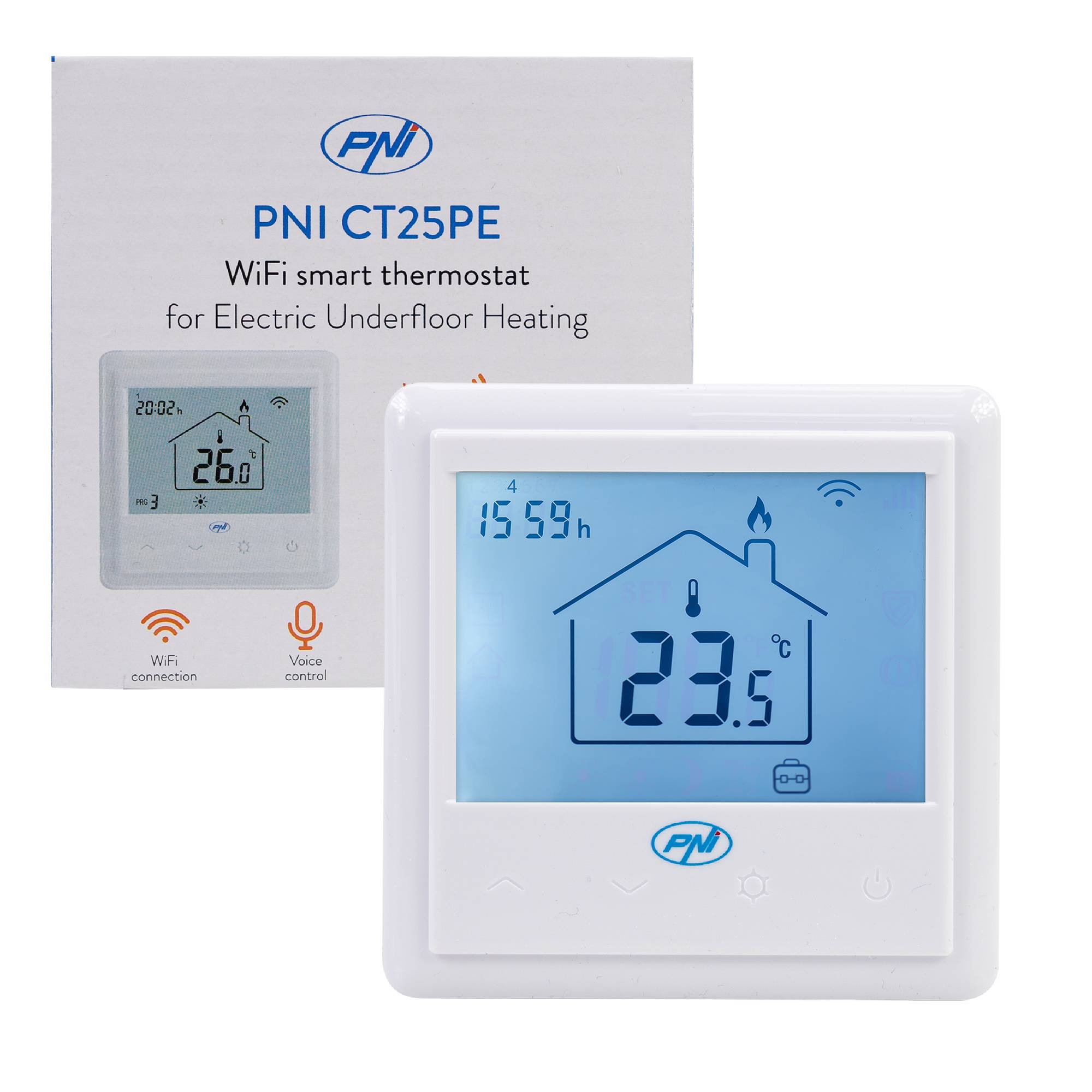 PNI CT25PE WiFi integrierter intelligenter Thermostat, Internetsteuerung, elektrische Fußbodenheizung, mobile Tuya Smart-Anwendung, Integration in