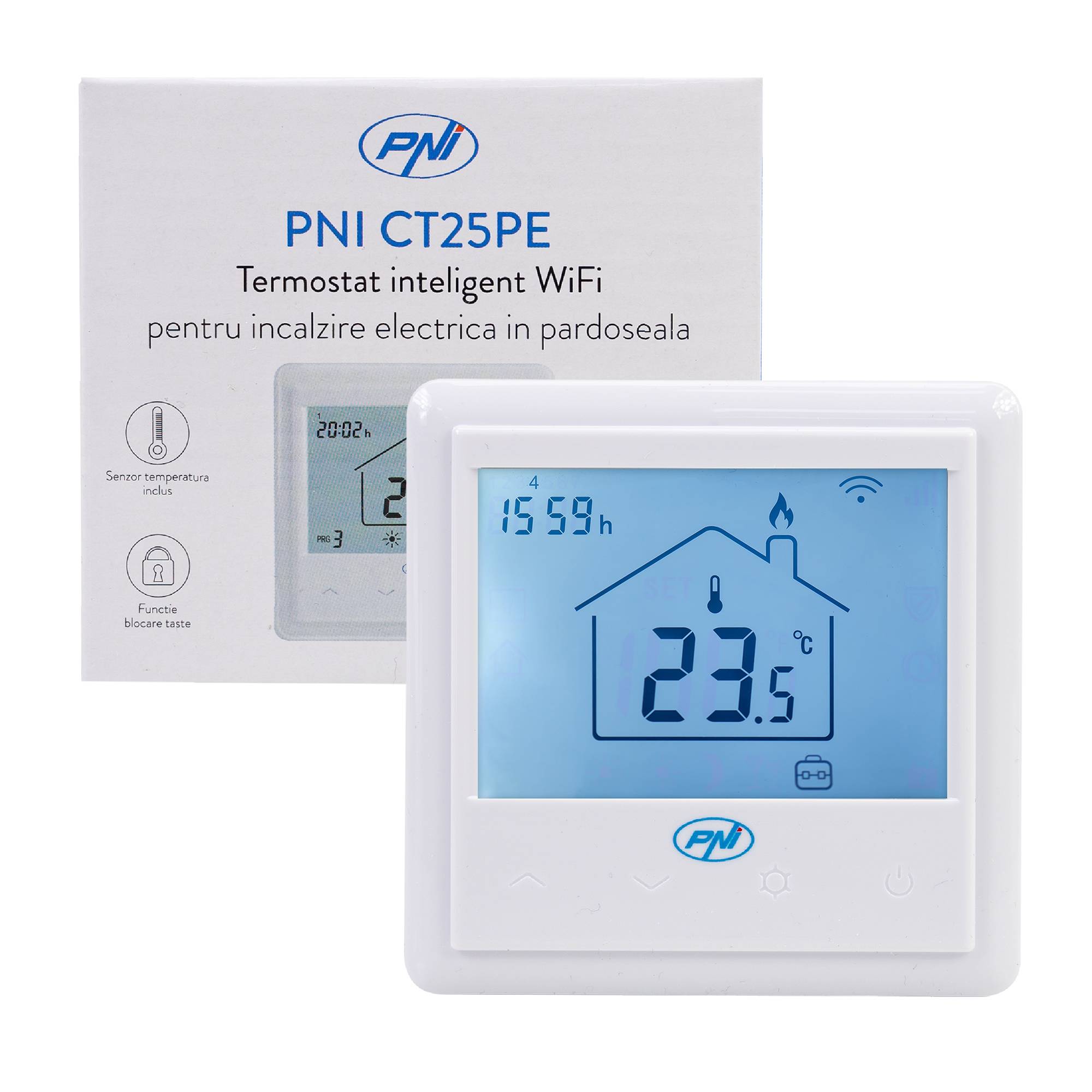 PNI CT25PE WiFi integrierter intelligenter Thermostat, Internetsteuerung, elektrische Fußbodenheizung, mobile Tuya Smart-Anwendung, Integration in