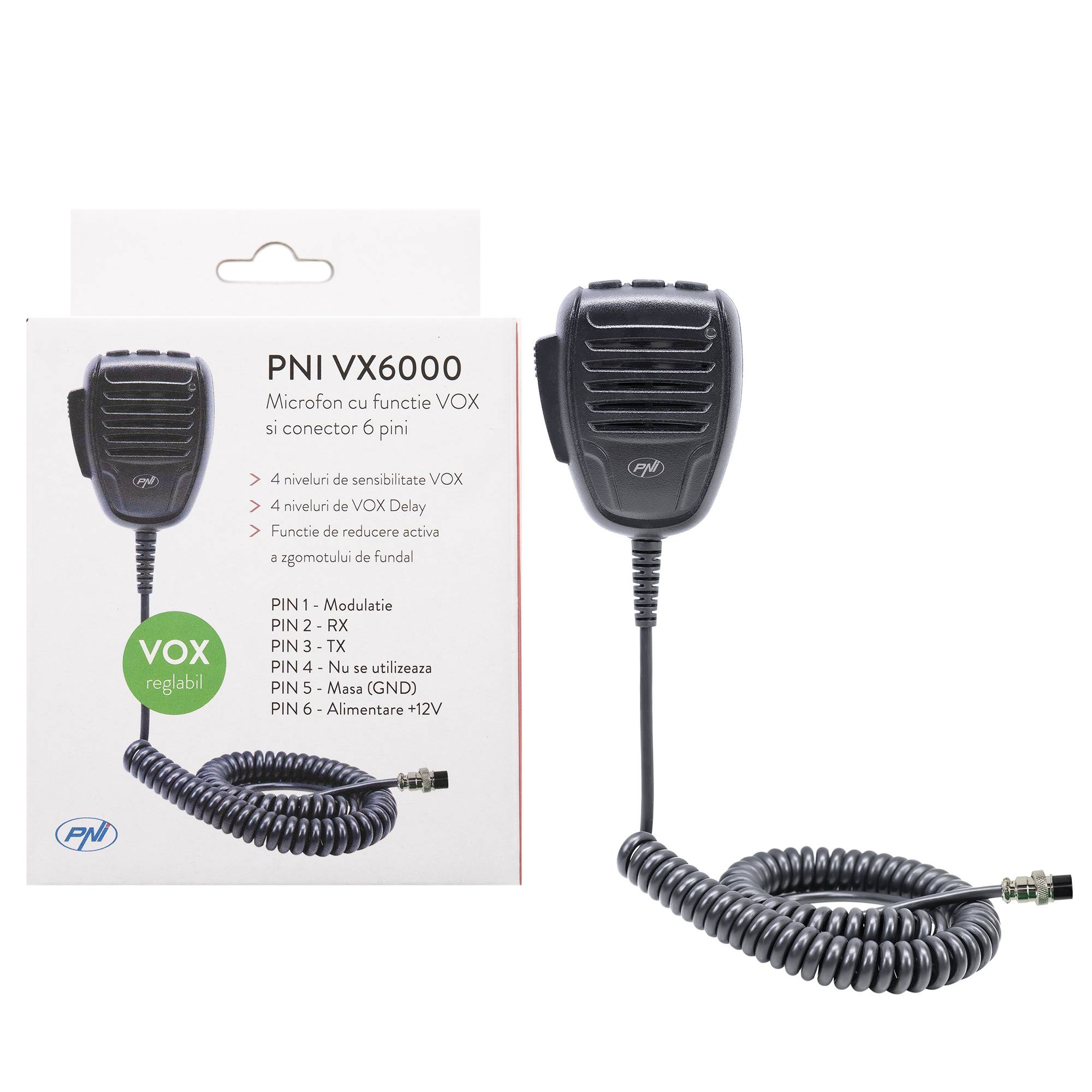PNI VX6000 Mikrofon mit VOX-Funktion, mit 6 Pins, für CB-Radiosender