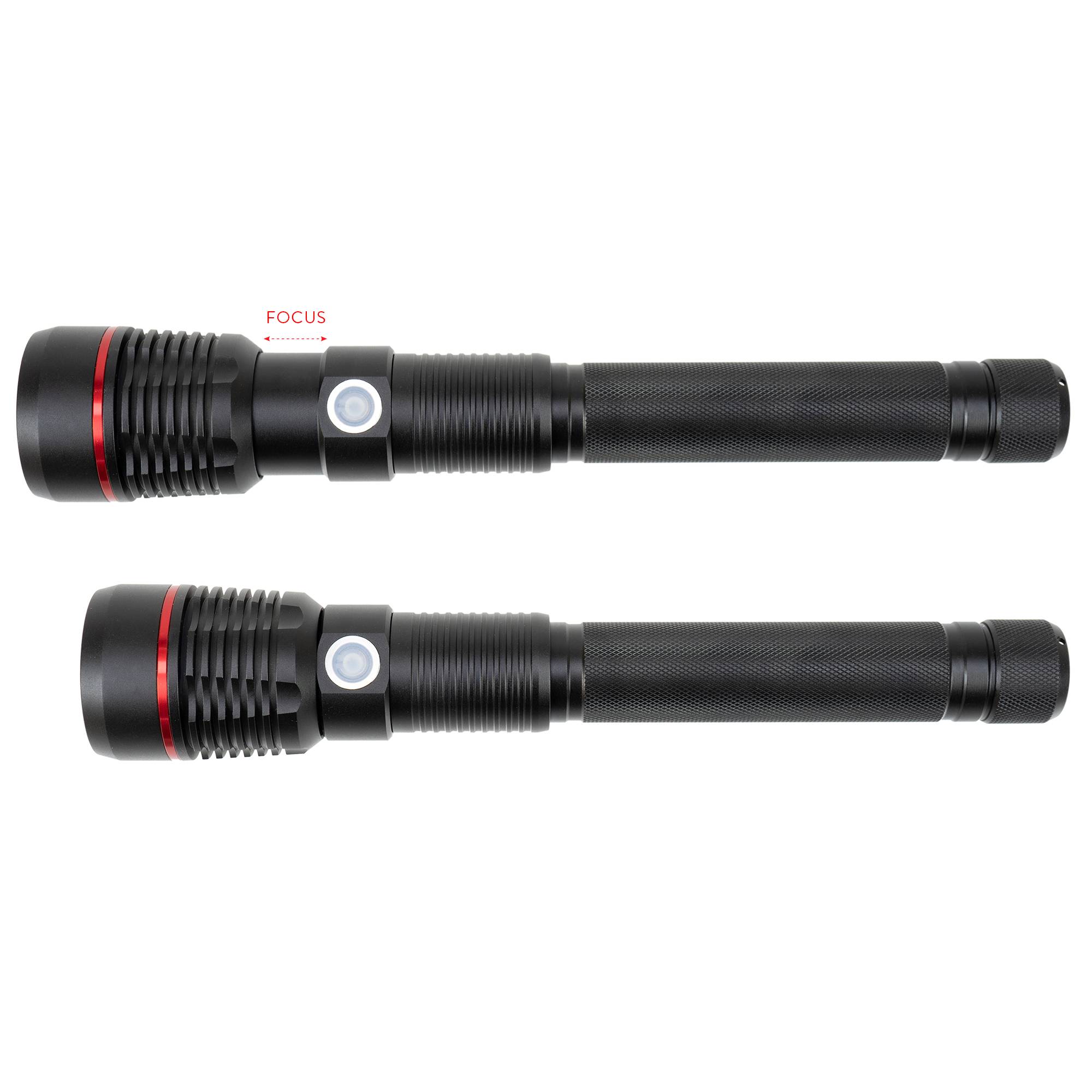 PNI Adventure F450 Aluminium-Taschenlampe mit Fokus und BOOST-Funktion, LED 20 W, 1500 lm bis zu 450 m, IPX5, Powerbank mit USB-Ausgang, Aufladun