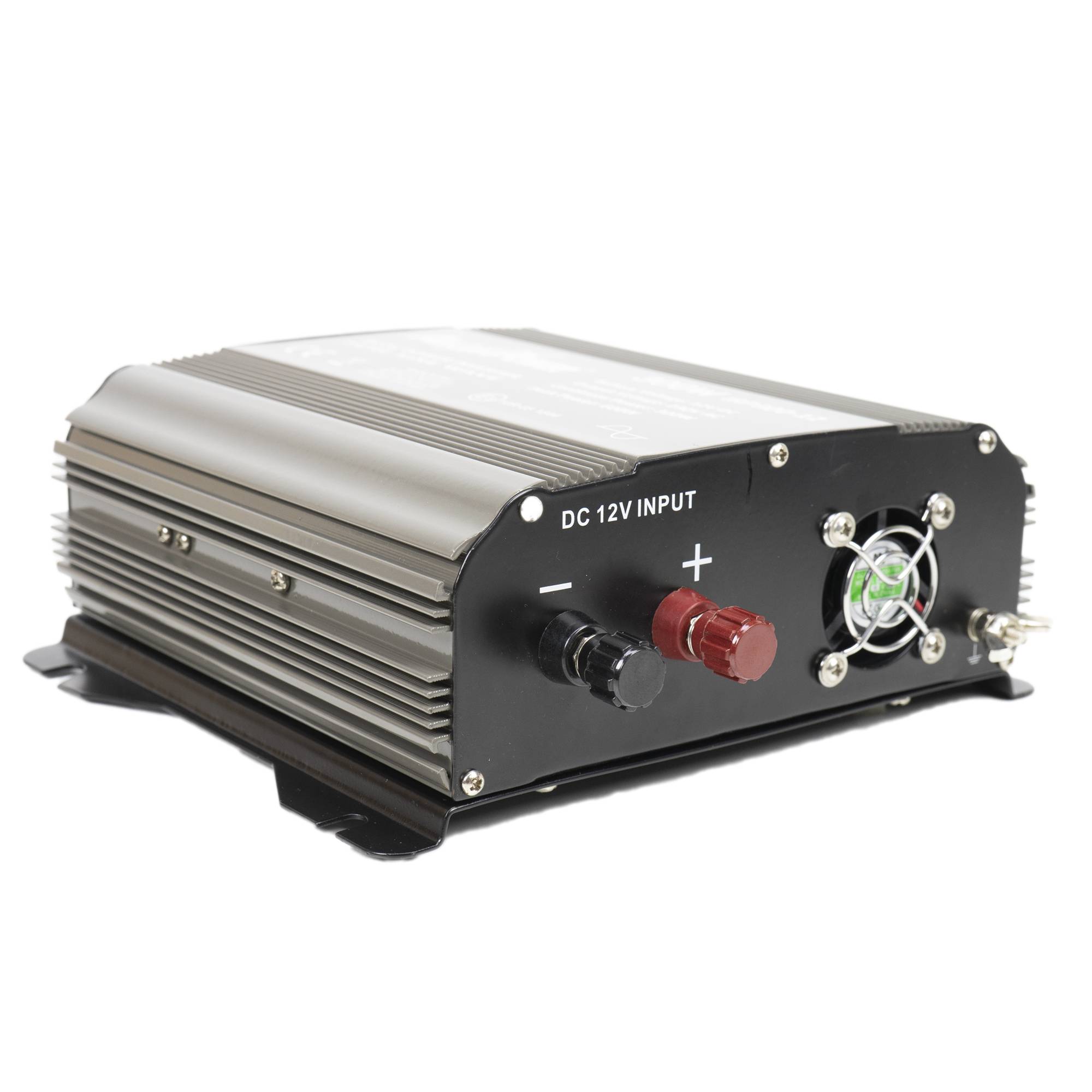 RO: Invertor de tensiune AlcaPower by President 300W alimentare 12V, iesire 230V, unda sinus pur, mufa USB 5V 500mAh, cu clesti alimentare si mufa