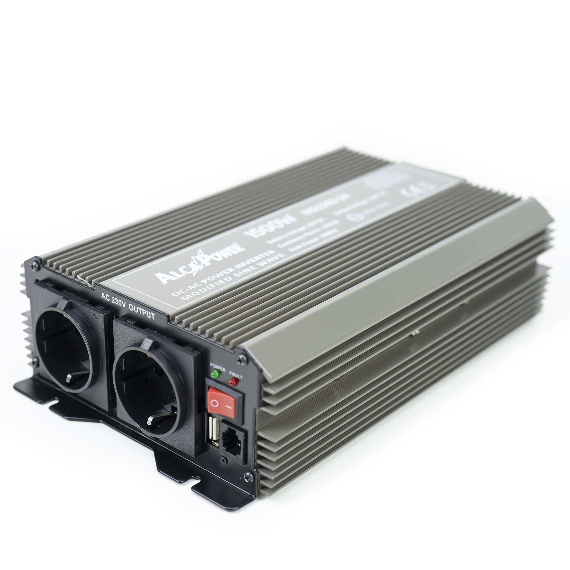 RO: Invertor de tensiune AlcaPower by President 1500W 24V-230V, sinusoida modificata, port USB, intrare telecomanda