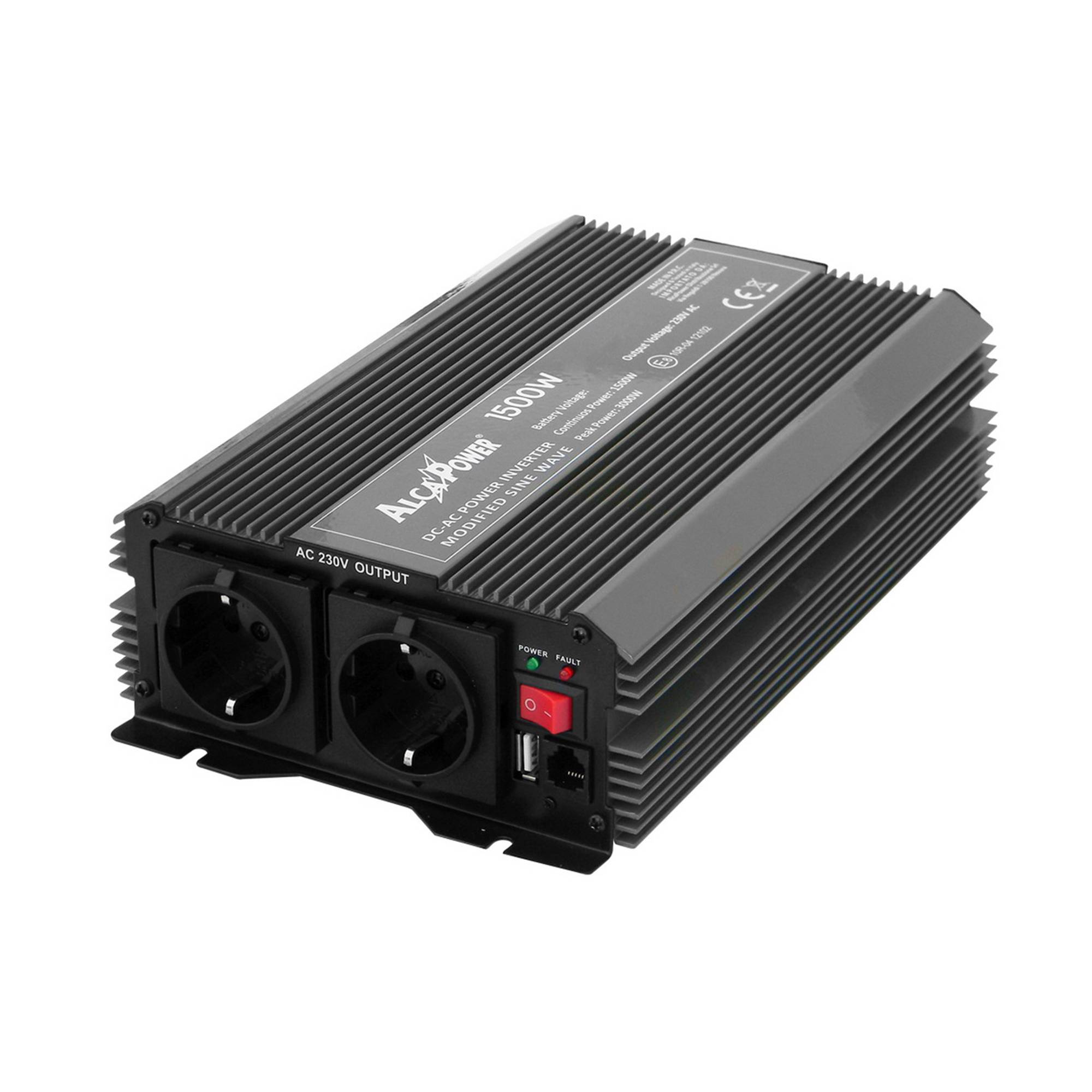 RO: Invertor de tensiune AlcaPower by President 1500W 12V-230V, sinusoida modificata, port USB