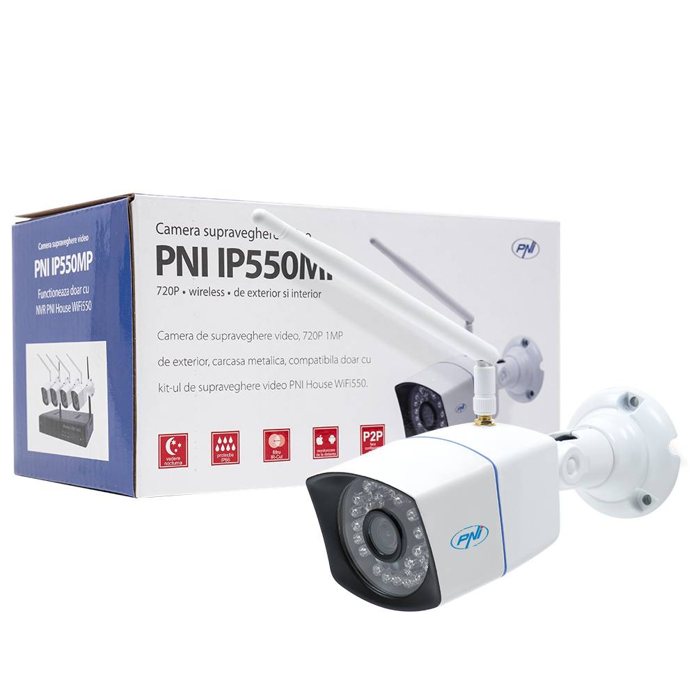 PNI House IP55 5MP kabellose Videoüberwachungskamera mit IP, Stand-alone, Außen- und Innen- und microSD-Steckplatz, Nachtmodus