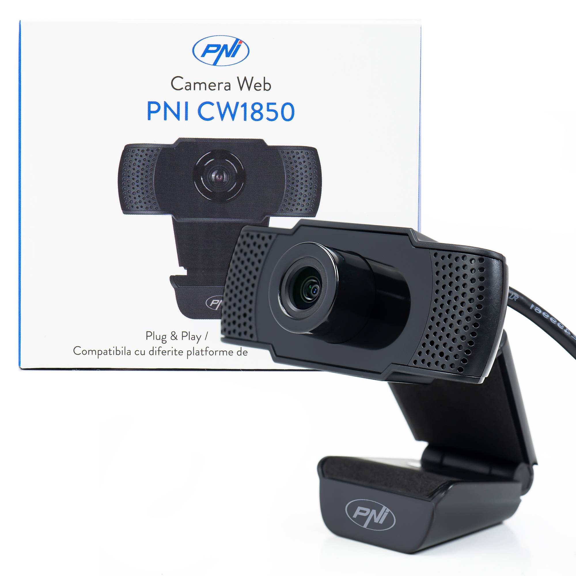 PNI CW1850 Full HD 1080P 2MP Webcam, USB, aufsteckbares, eingebautes Stereomikrofon