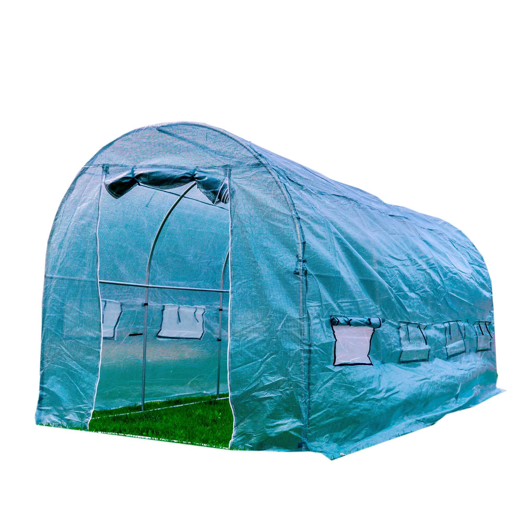 PNI SG500 Garten Solarium Größe 457 * 210 * 210 cm, solide Stahlkonstruktion, Fenster mit Moskitonetzen, Reißverschluss