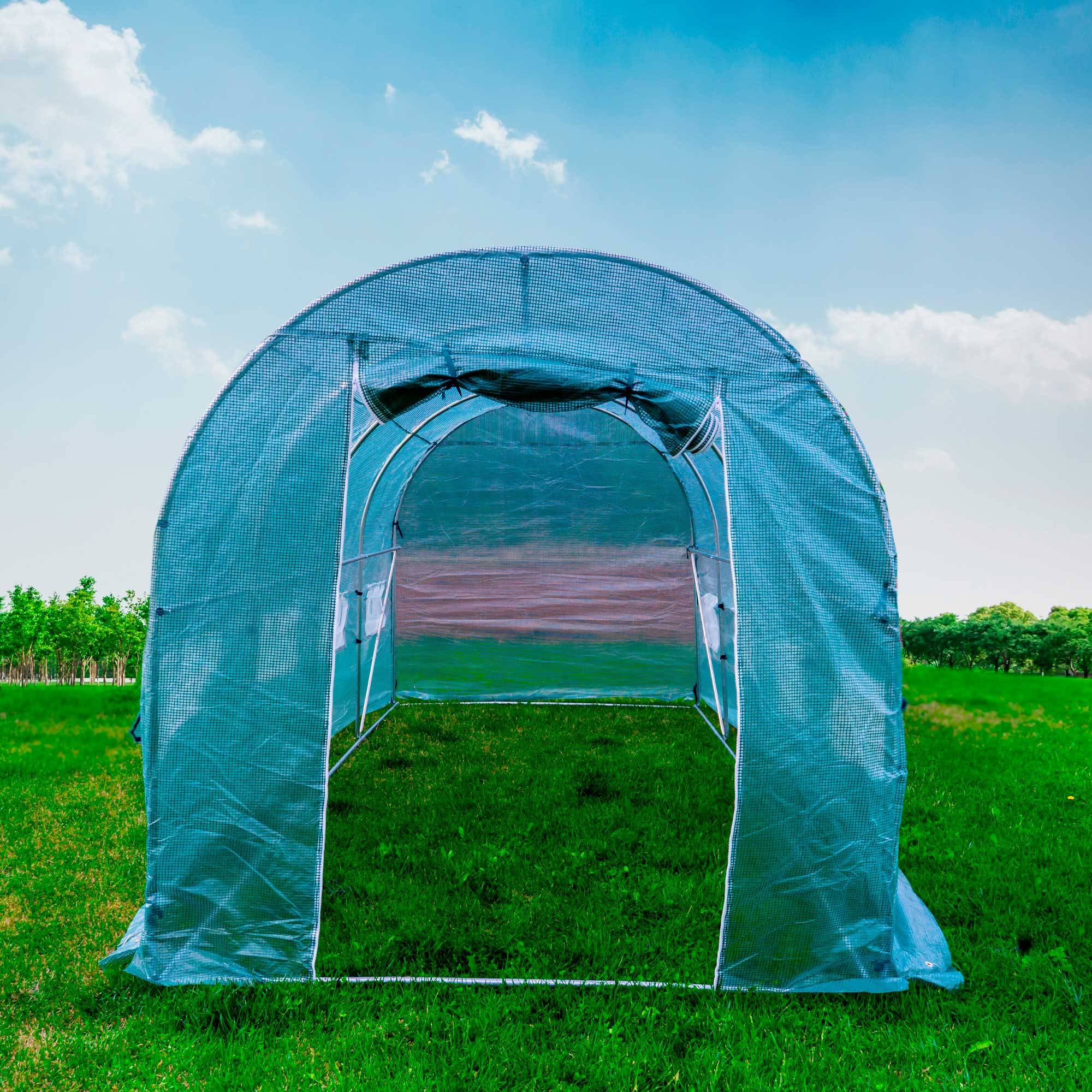 PNI SG500 Garten Solarium Größe 457 * 210 * 210 cm, solide Stahlkonstruktion, Fenster mit Moskitonetzen, Reißverschluss