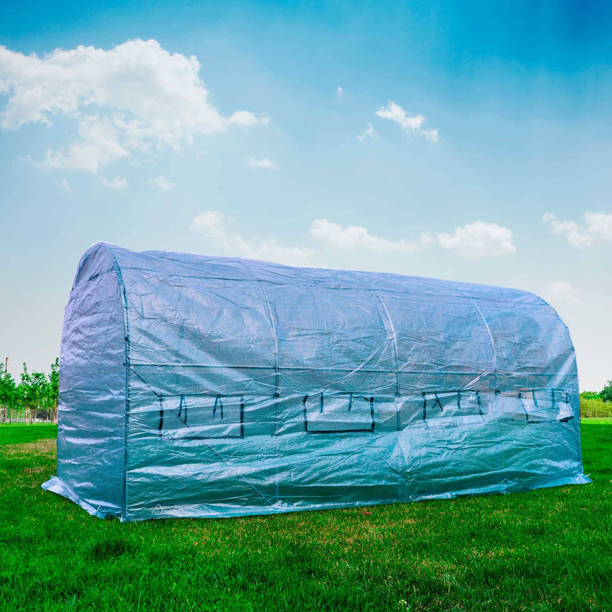 PNI SG500 Garten Solarium Größe 457 * 210 * 210 cm, solide Stahlkonstruktion, Fenster mit Moskitonetzen, Reißverschluss