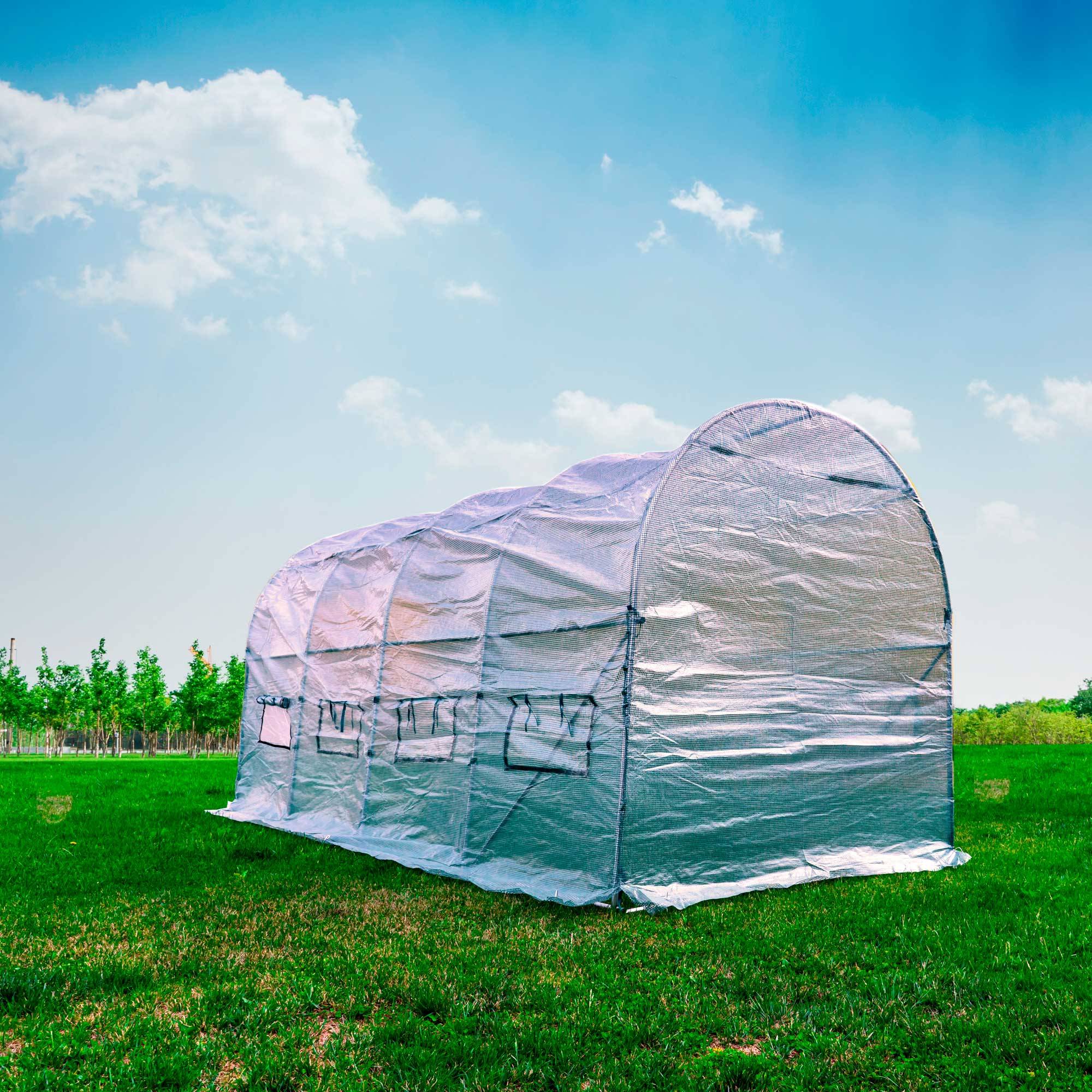 PNI SG500 Garten Solarium Größe 457 * 210 * 210 cm, solide Stahlkonstruktion, Fenster mit Moskitonetzen, Reißverschluss