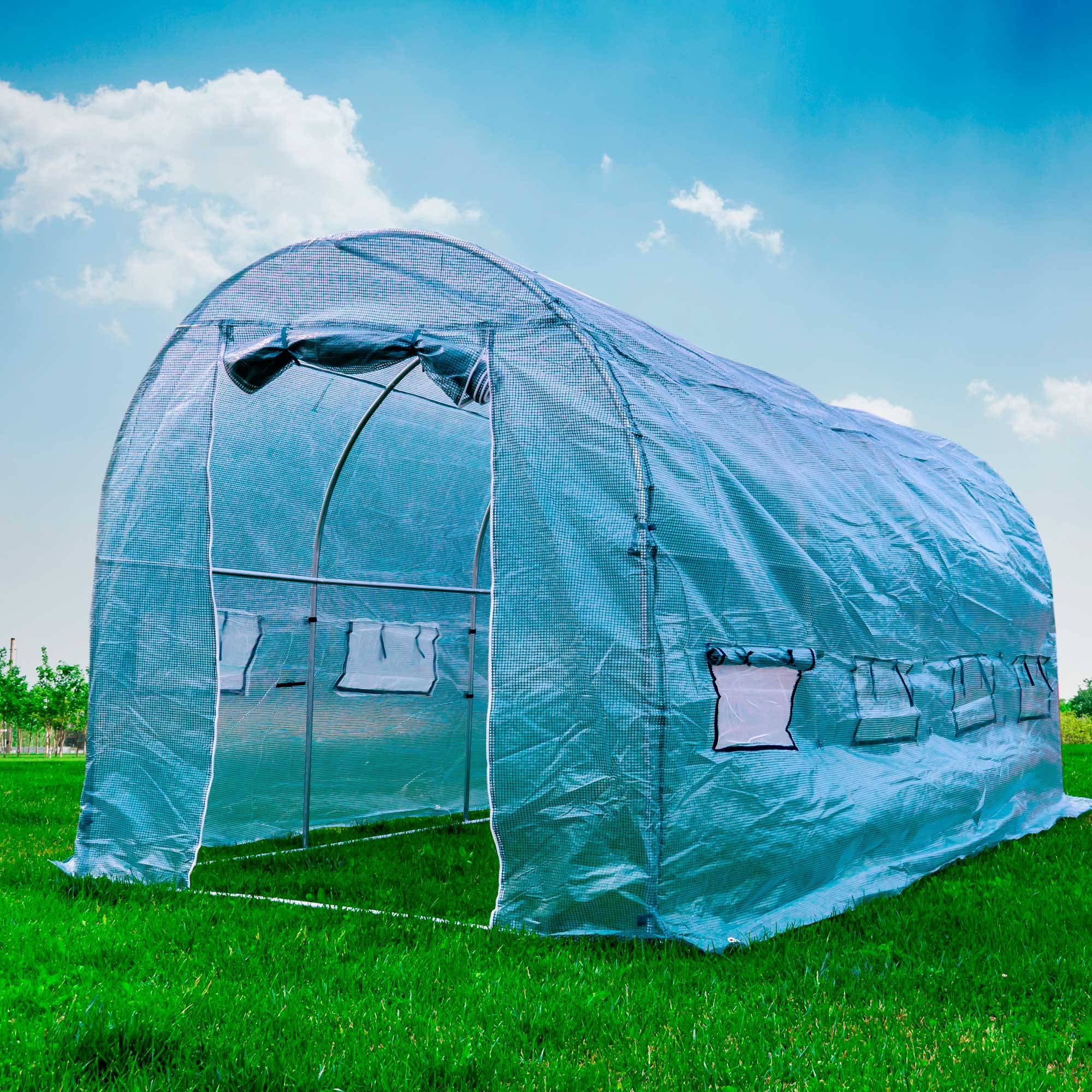 PNI SG500 Garten Solarium Größe 457 * 210 * 210 cm, solide Stahlkonstruktion, Fenster mit Moskitonetzen, Reißverschluss
