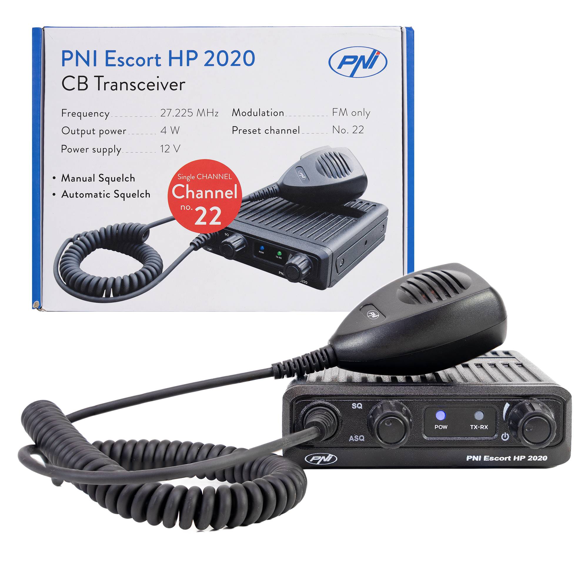 CB-Radiosender PNI Escort HP 2020 Einkanal 22 Frequenz 27,225 MHz, ohne Rauschen, wahrscheinlich der leiseste Sender.