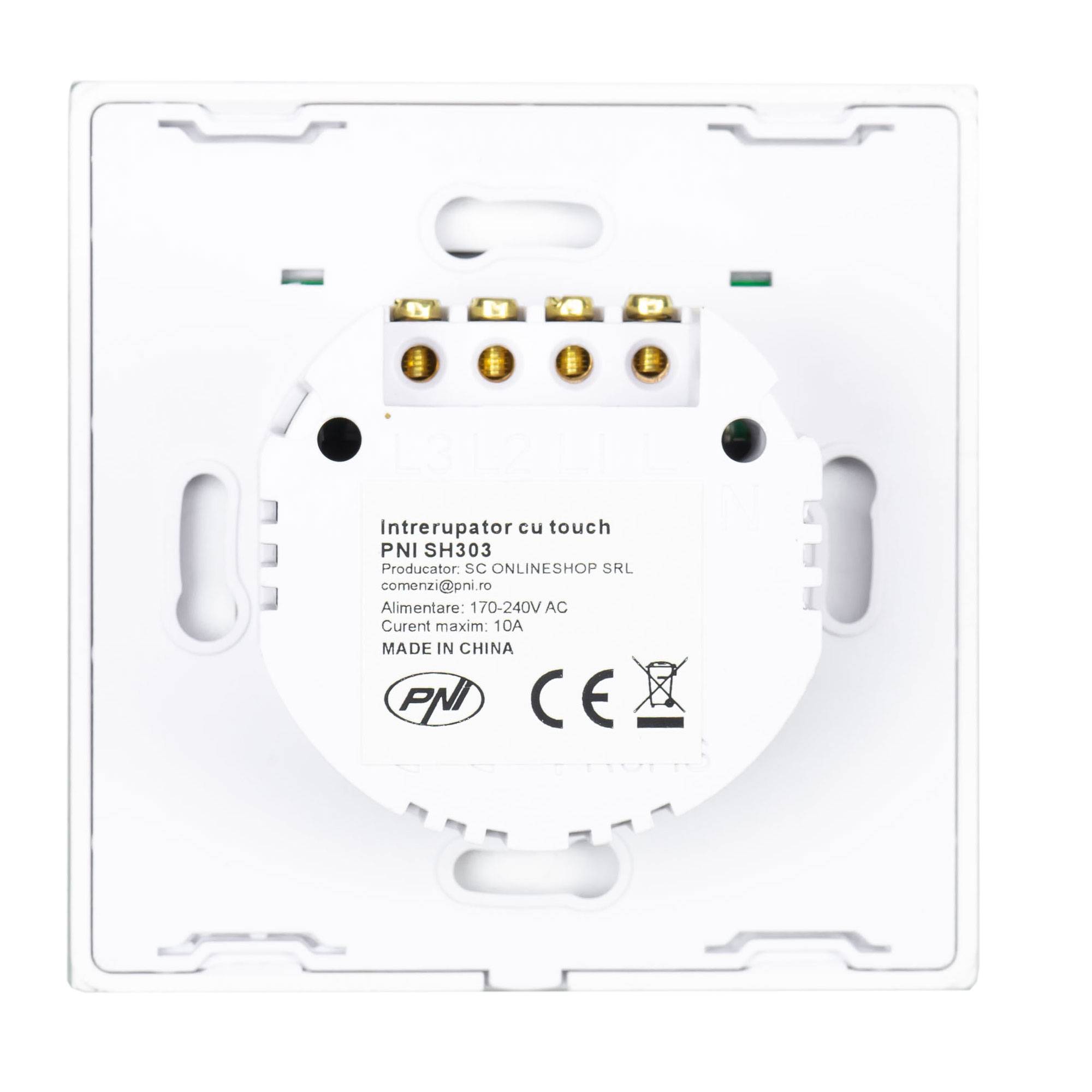 Dreifachschalter mit Glas PNI SH303 touch, weiß mit LED-Anzeige
