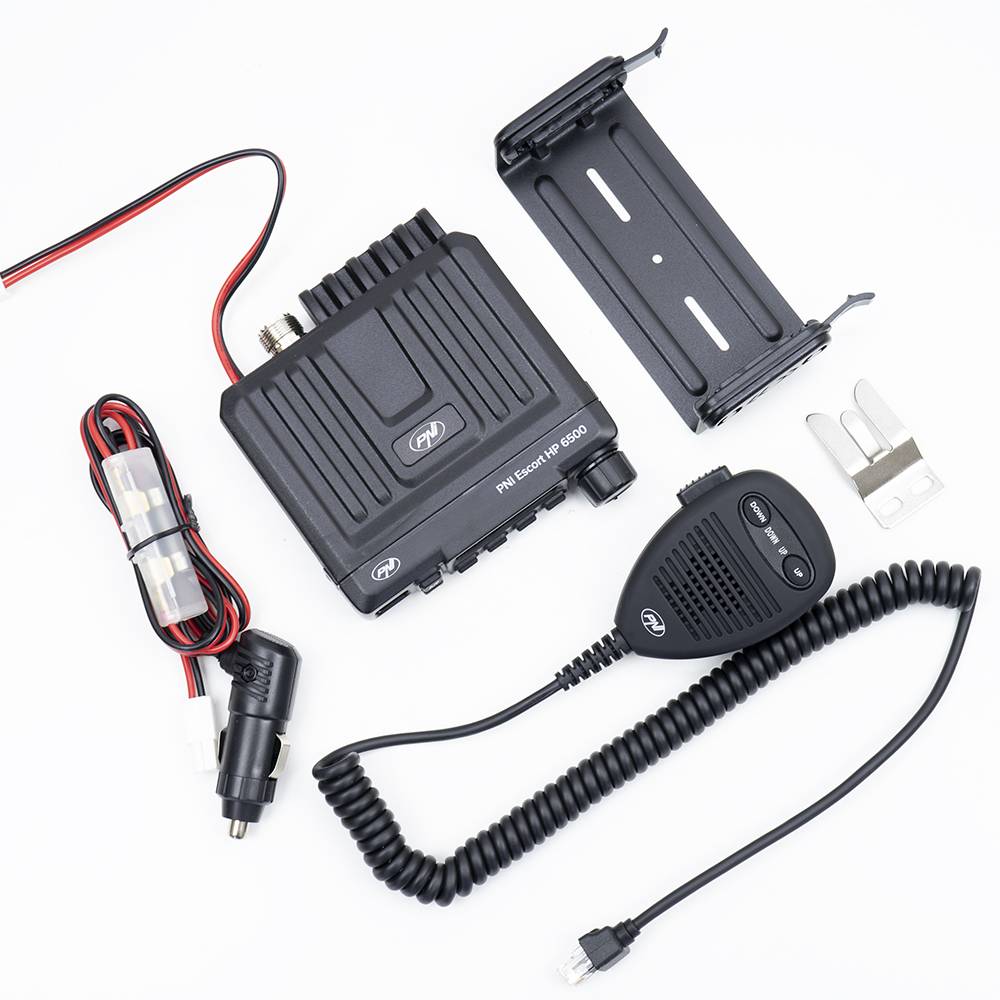 CB PNI ESCORT HP 6500 ASQ-Funkstationspaket, HF-Verstärkung, 4 W, 12 V + CB PNI S75-Antenne mit 7-9 km Kabel und fester Halterung