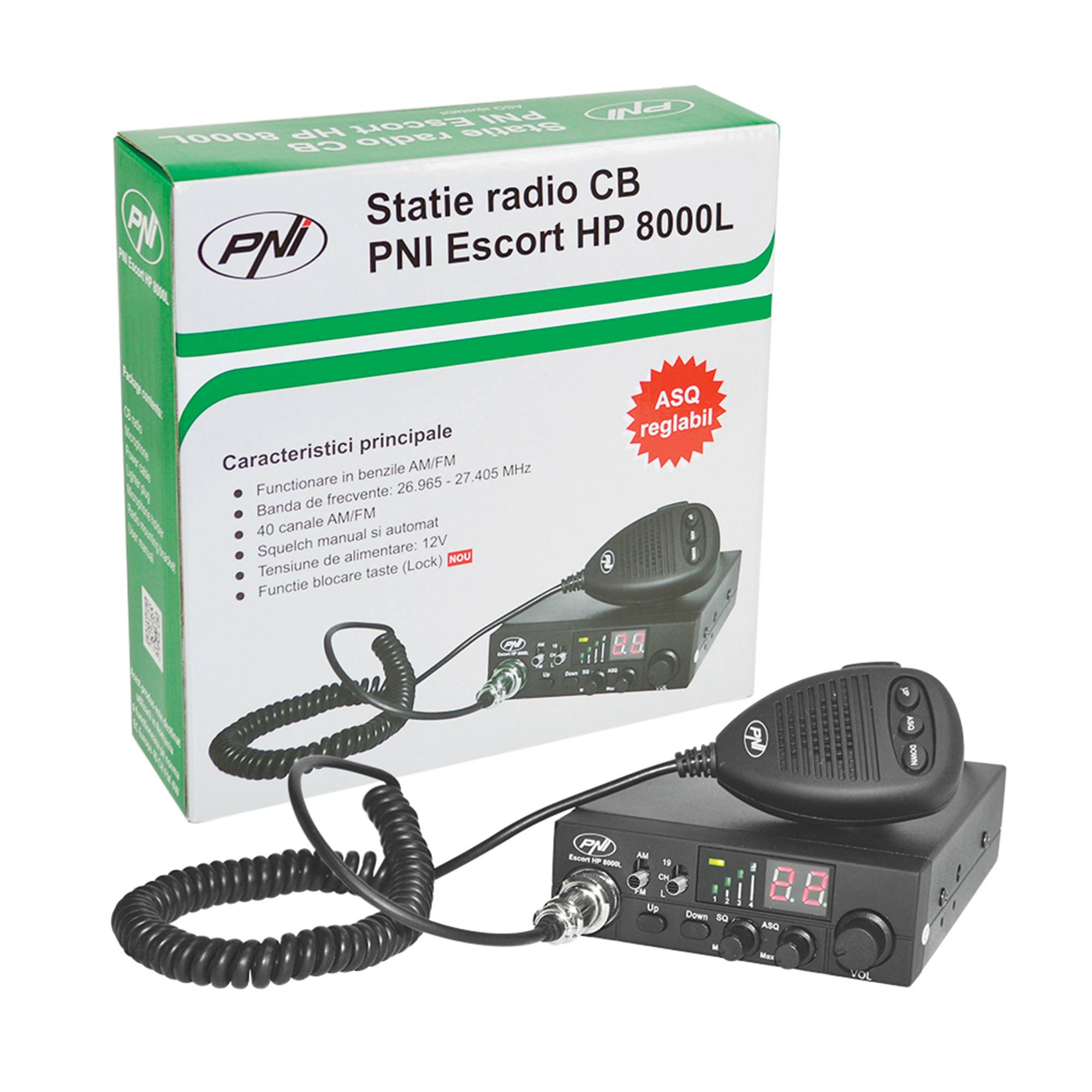CB PNI-Begleitfunk-Kit HP 8000L ASQ + CB PNI S75-Antenne mit Kabel und fester Halterung