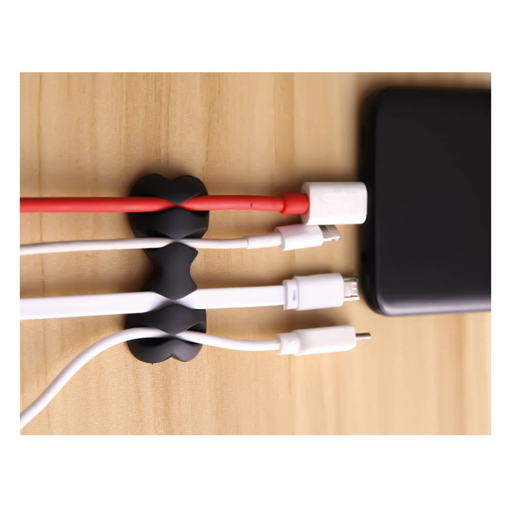 Multifunktions-Organizer PNI Tidy Clip 02 Kabel, flexibles Silikon, selbstklebend, für 8 4x2-Kabel mit 6 mm Durchmesser, schwarz, 2er-Set
