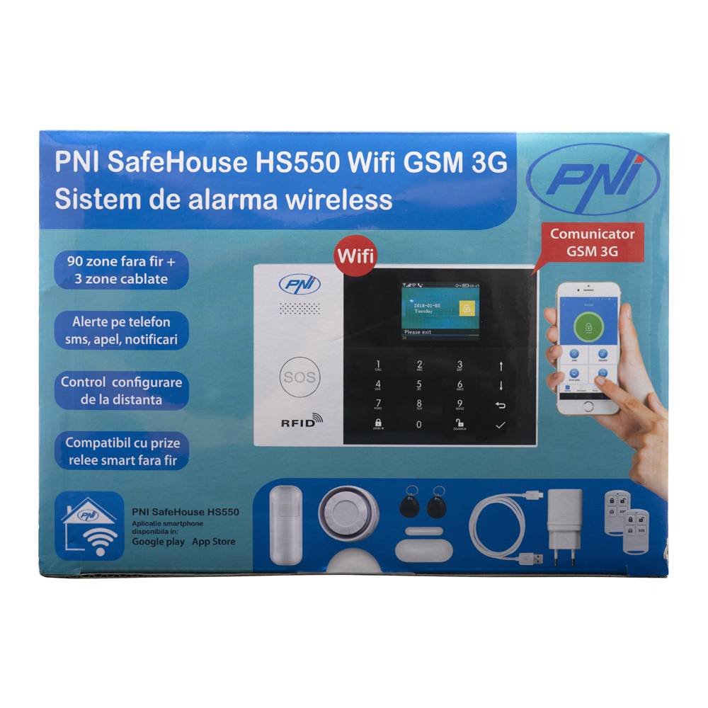 PNI SafeHouse HS550 Wifi GSM 3G Funkalarmsystem-Kit und 2 zusätzliche HS003-Bewegungssensoren