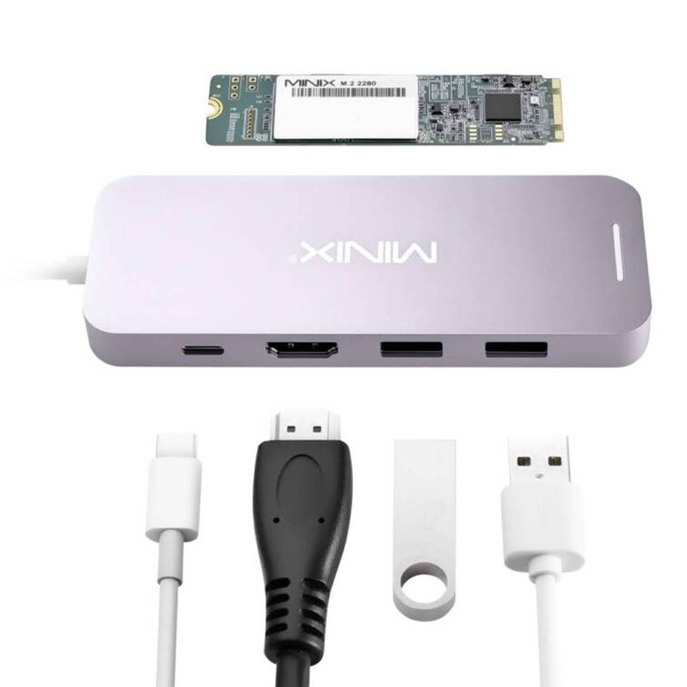 Minix NEO-S2GR USB-C-Miniport-Adapter mit 240-GB-Solid-State-Laufwerk (SSD), HDMI, USB Typ C, 2 x USB 3.0