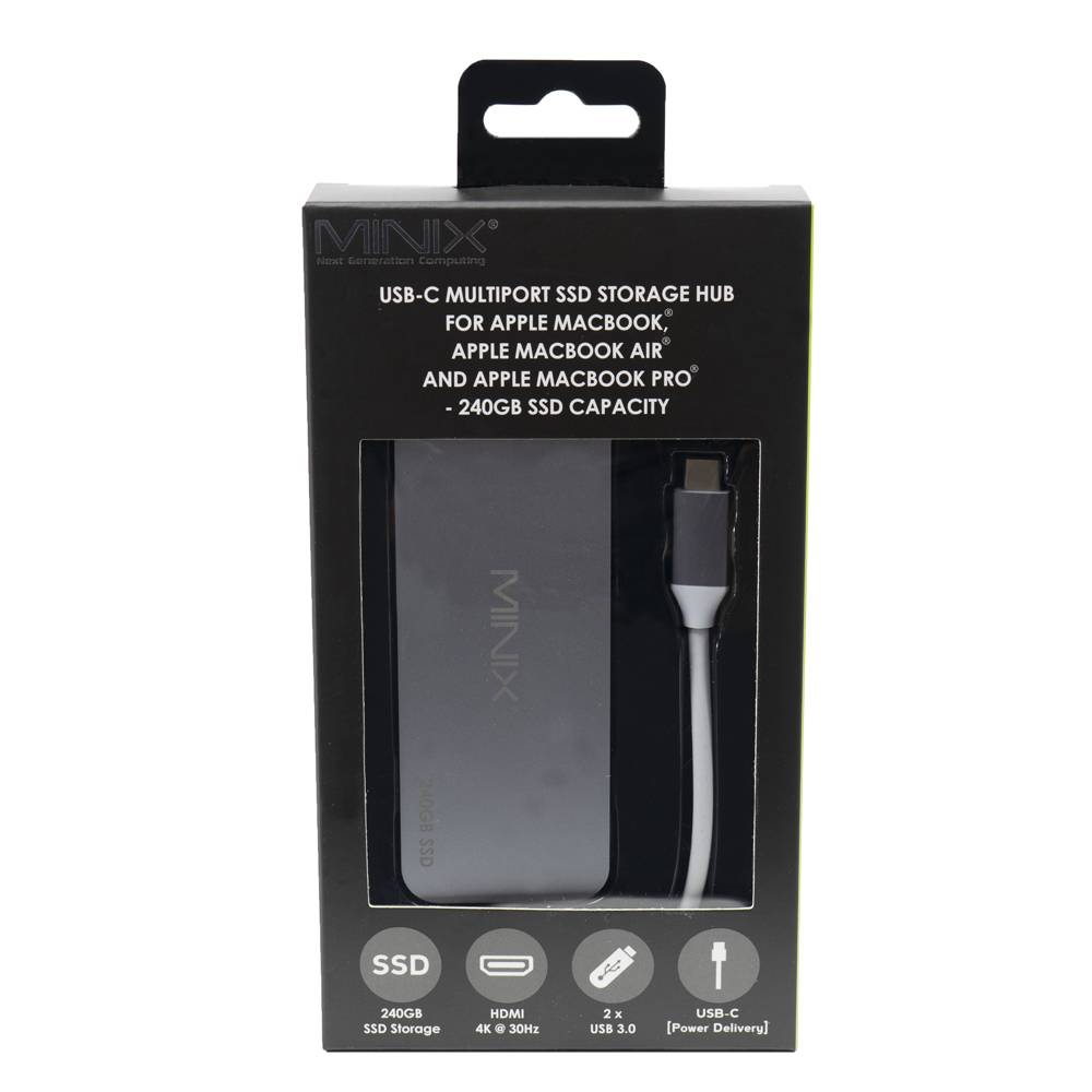 Minix NEO-S2GR USB-C-Miniport-Adapter mit 240-GB-Solid-State-Laufwerk (SSD), HDMI, USB Typ C, 2 x USB 3.0