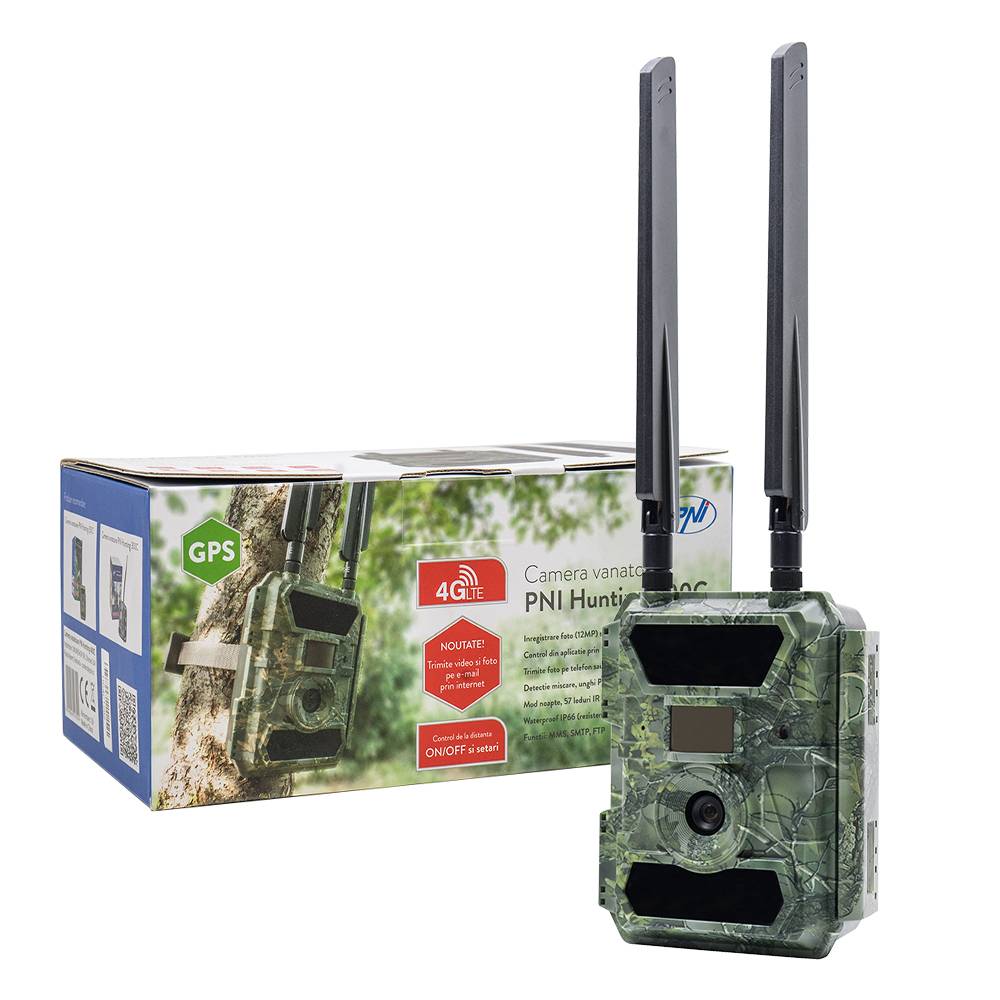 PNI Hunting 400C 12MP Jagdkamera mit 4G LTE Internet, GPS, überträgt gleichzeitig Video und Foto auf das Telefon, 4 E-Mails, FTP, Full HD 1080P, Nac