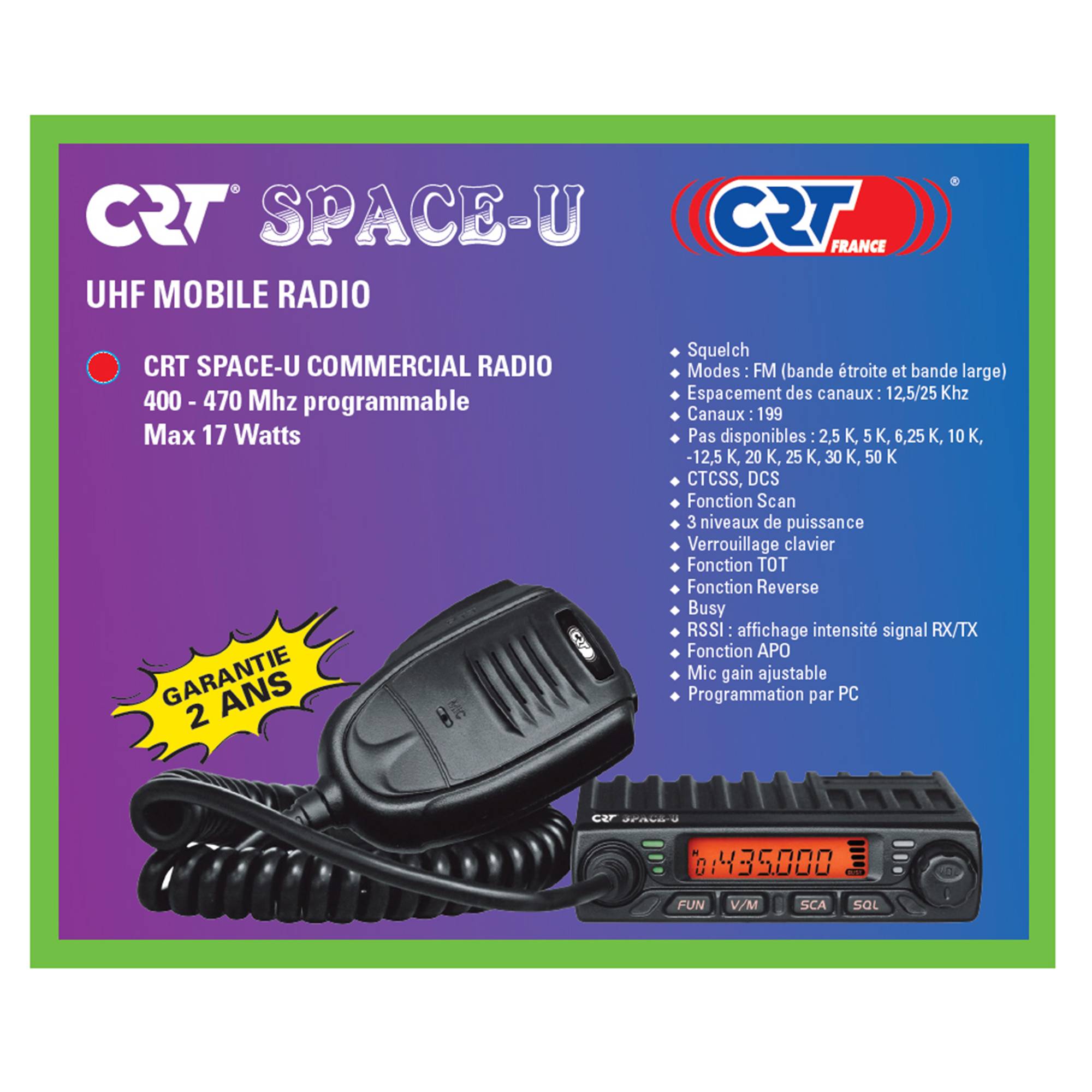 Radiosender UHF CRT SPACE U 400-470 MHz programmierbar auf PC, 199 Kanäle