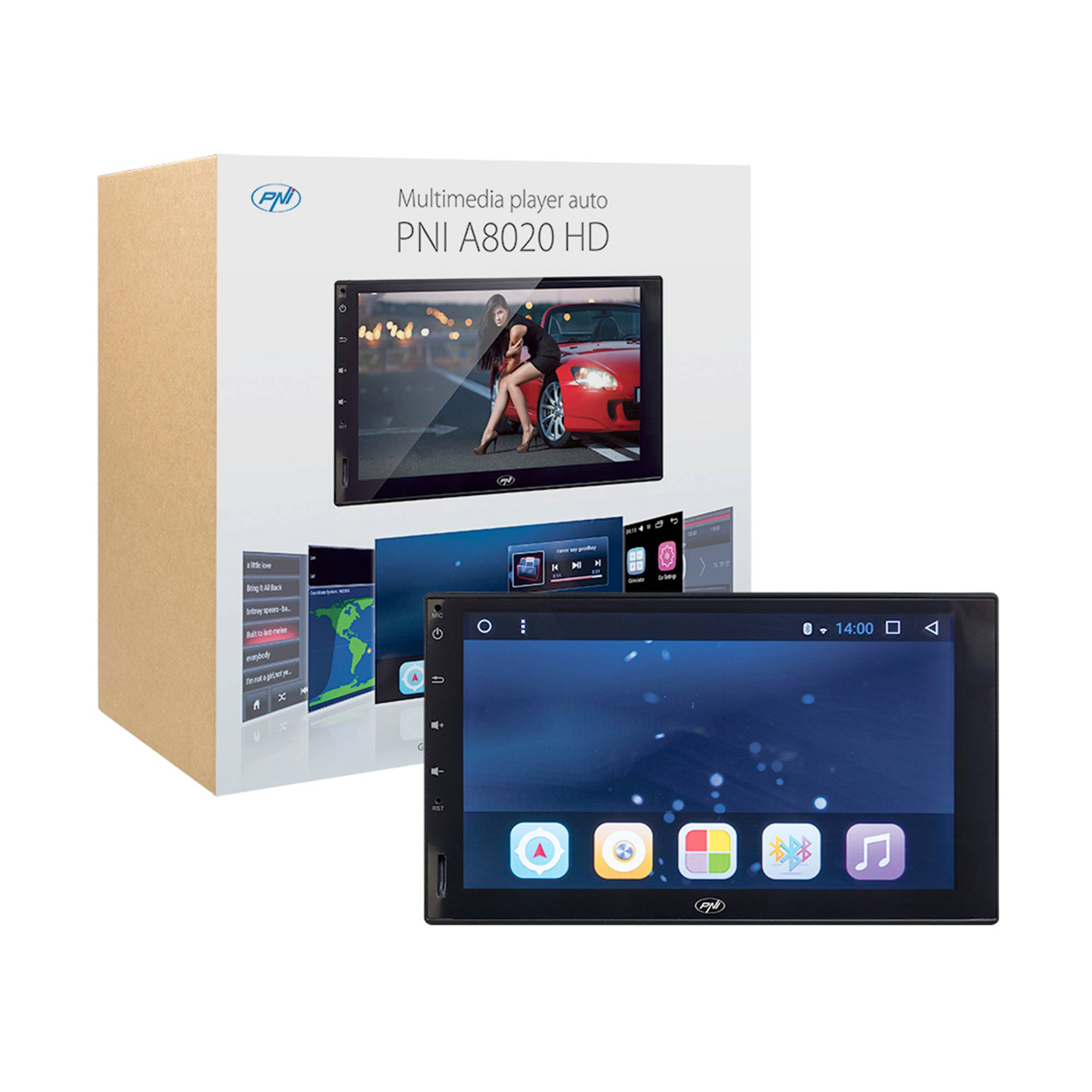 Car Audio PNI A8020 HD mit GPS und Android Bluetooth Wifi 2 DIN Montage ohne optisches Laufwerk