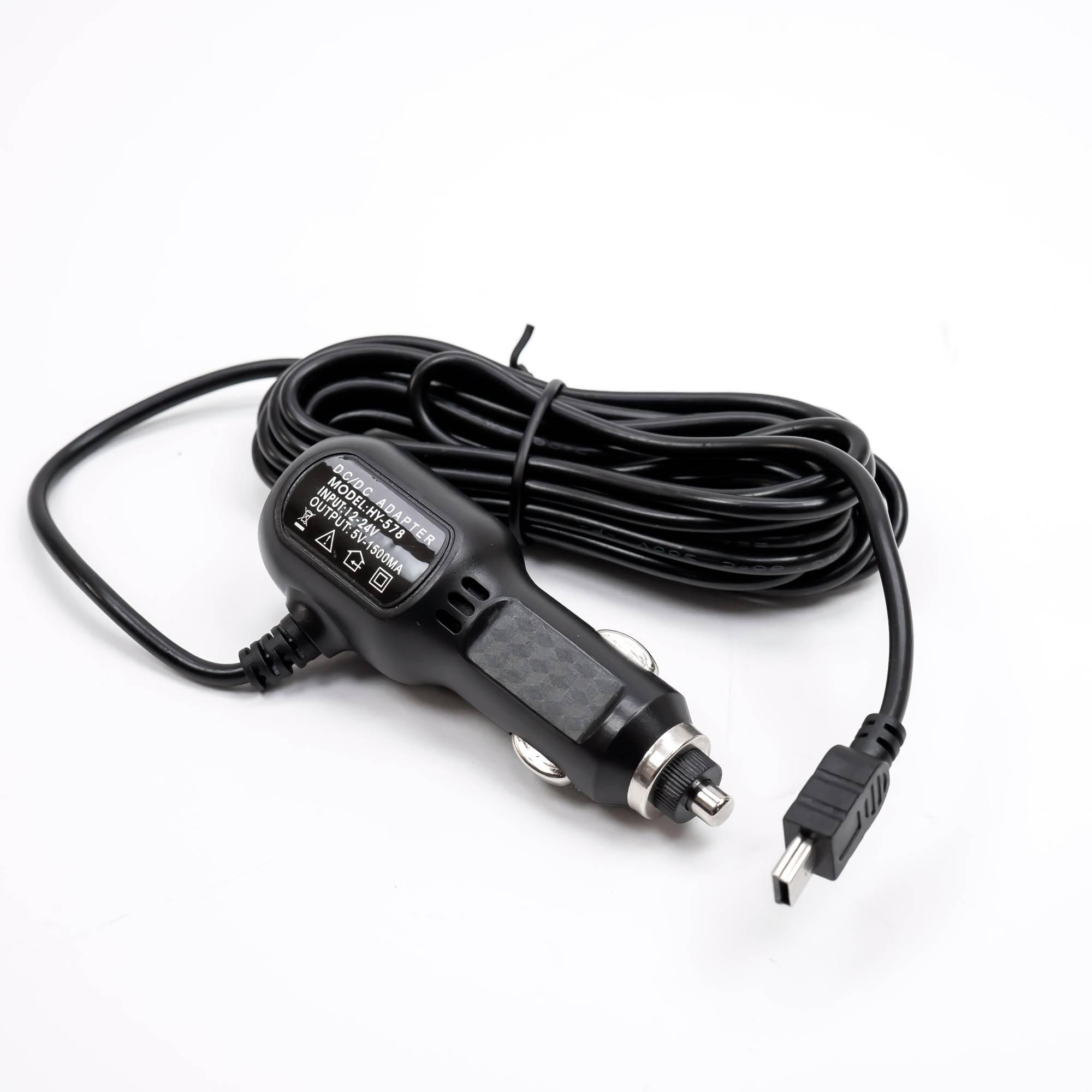 PNI KFZ-Ladegerät mit Mini-USB-Stecker 12V / 24V - 5V 1,5A, für KFZ-DVR, Kabellänge 3,5m