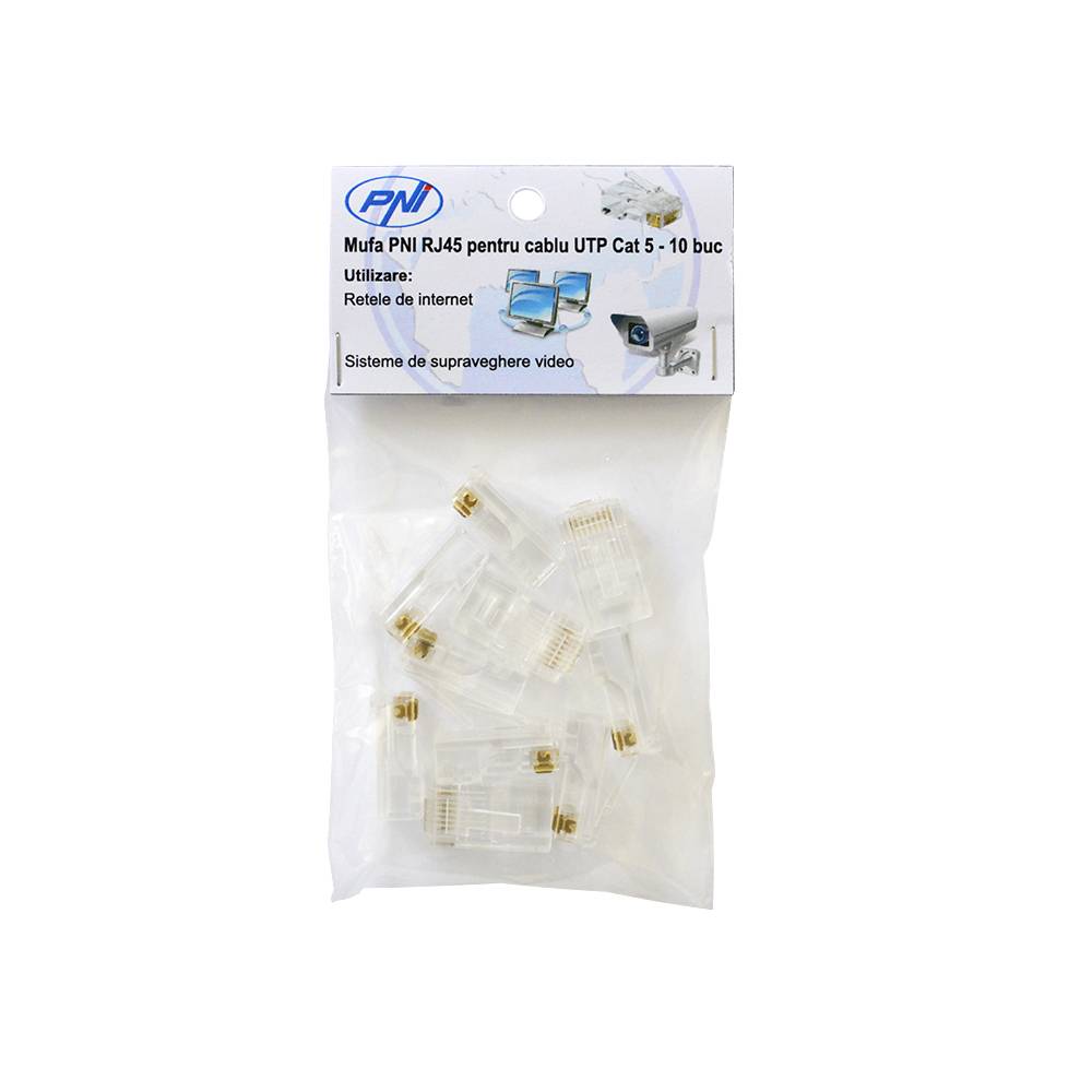 PNJ RJ45 Stecker für UTP Cat5 Kabelsatz 10-tlg