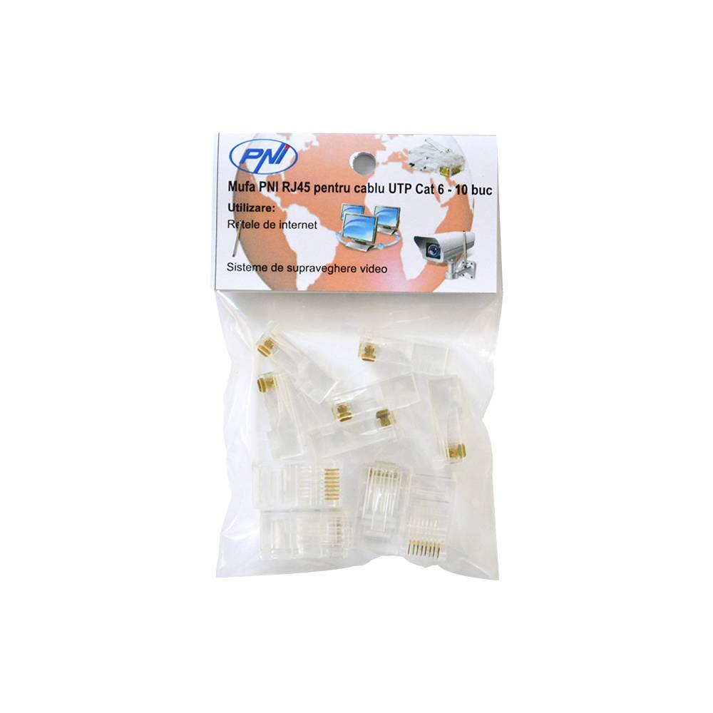 PNI RJ45-Stecker für UTP Cat6-Kabelsatz mit 10 Stück