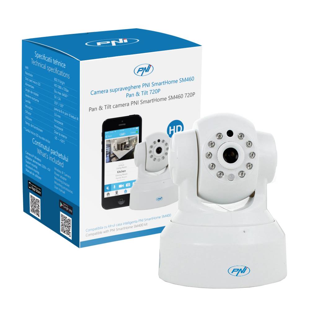 SmartHome SM460 Schwenk- / Neige-Überwachungskamera SMB60 720p Über das Internet steuerbar, Kameraaufnahme am Telefon