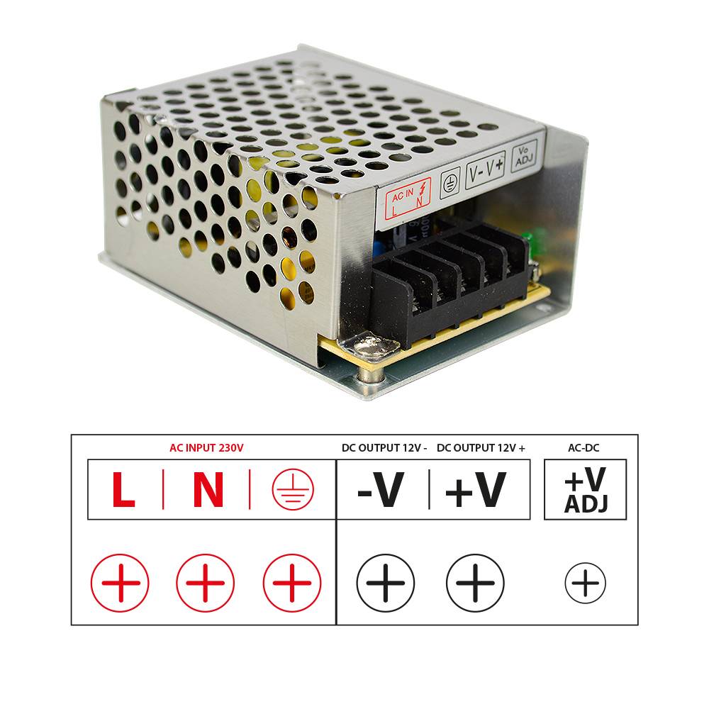 Schaltspannungsquelle PNI ST3.4A 230V auf 12V 3.4A stabilisiert für Überwachungssysteme