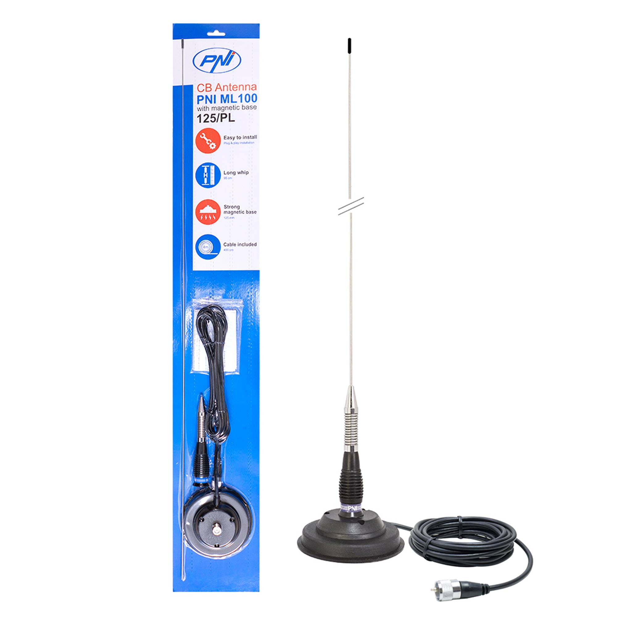 Antenne CB PNI ML100, Länge 100 cm, 26-30 MHz, 250 W, 125 mm Magnet enthalten