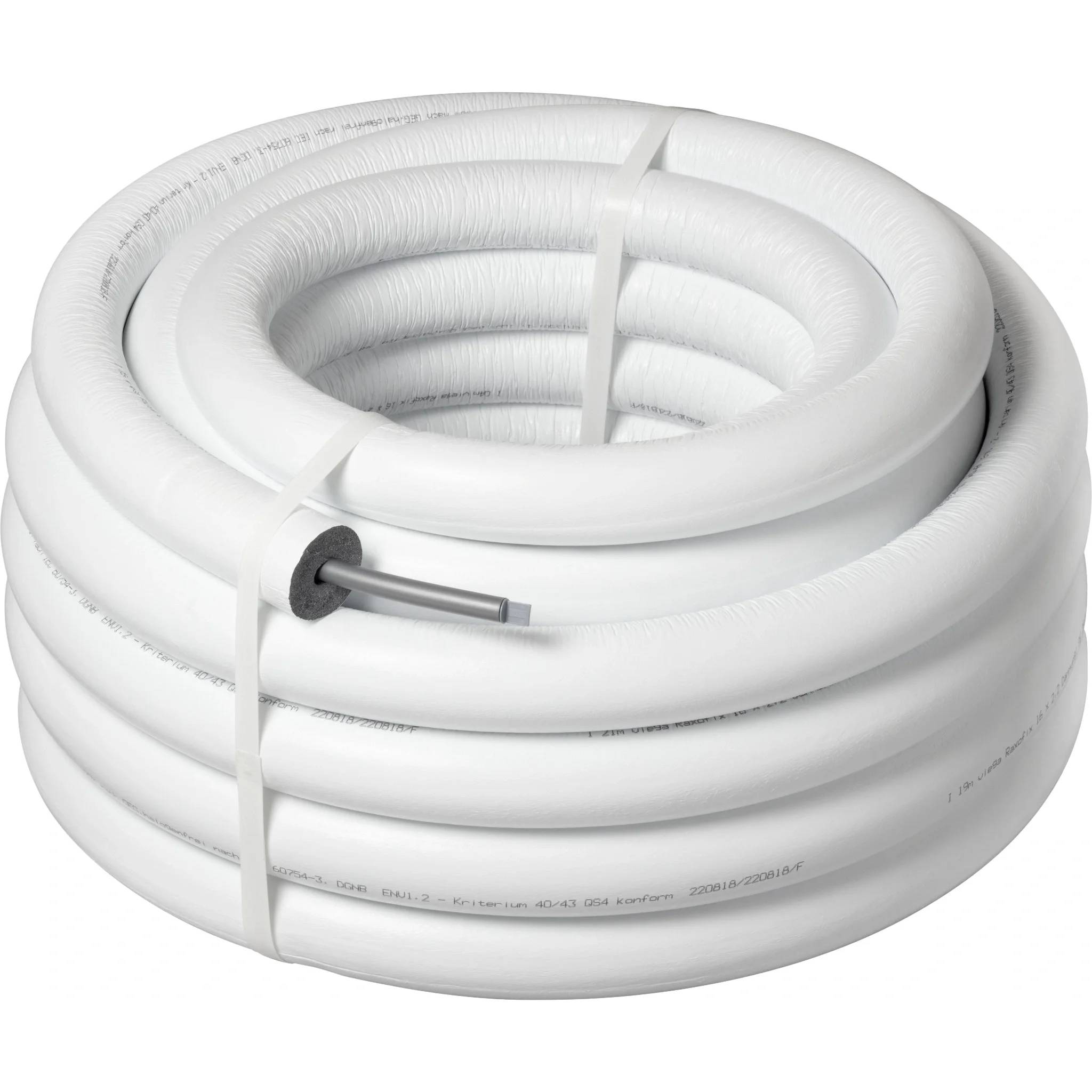 Viega Raxofix-Mehrschichtverbundrohr, d: 25, s: 2.7, Rundumdämmung 26mm weiß, Bund mit 25m, 1 Stk.
