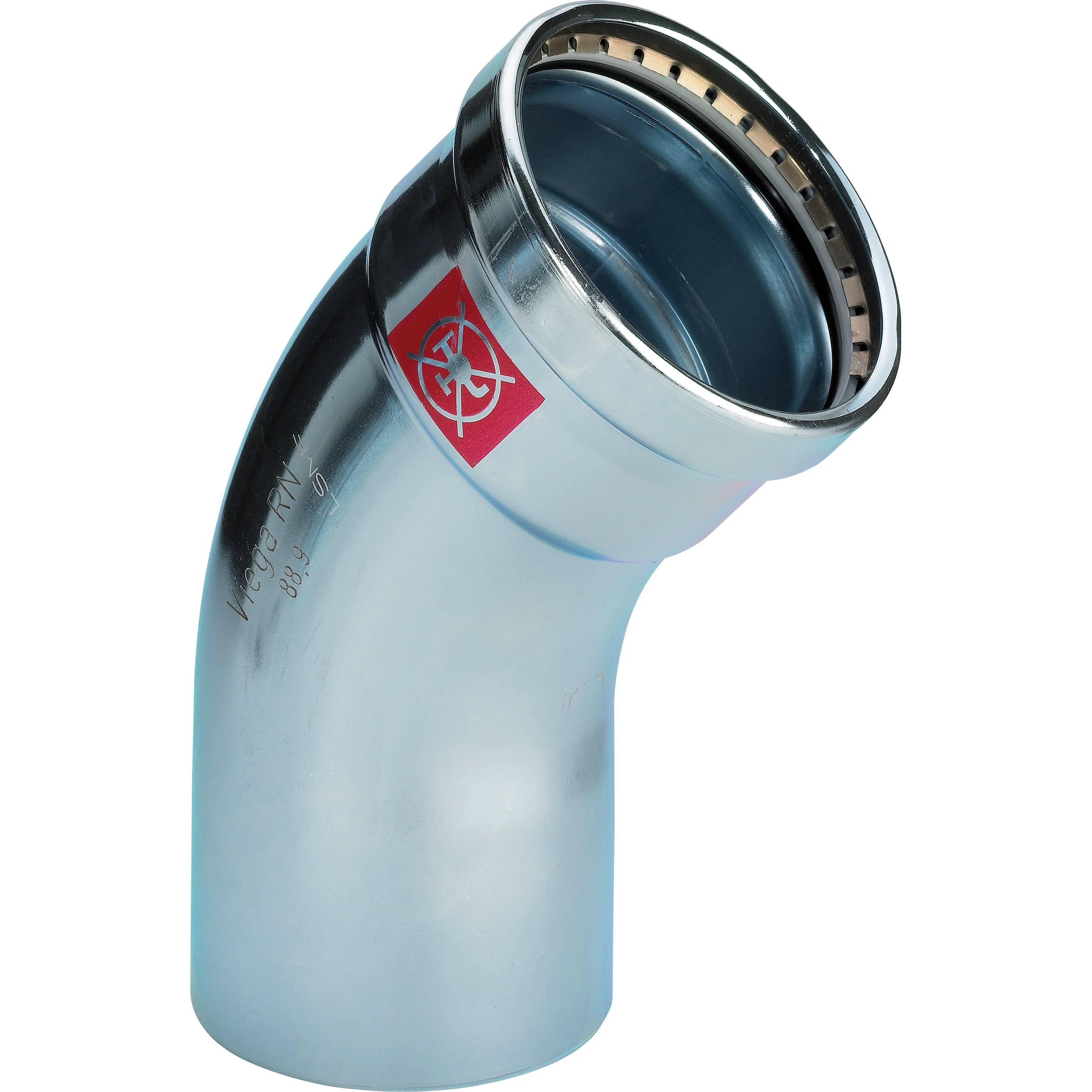 Viega Prestabo XL-Bogen 45°, mit SC-Contur, Stahl unlegiert, verzinkt, Modell 1126.1XL, VdS-Zulassung, d: 88,9, 1 Stk.