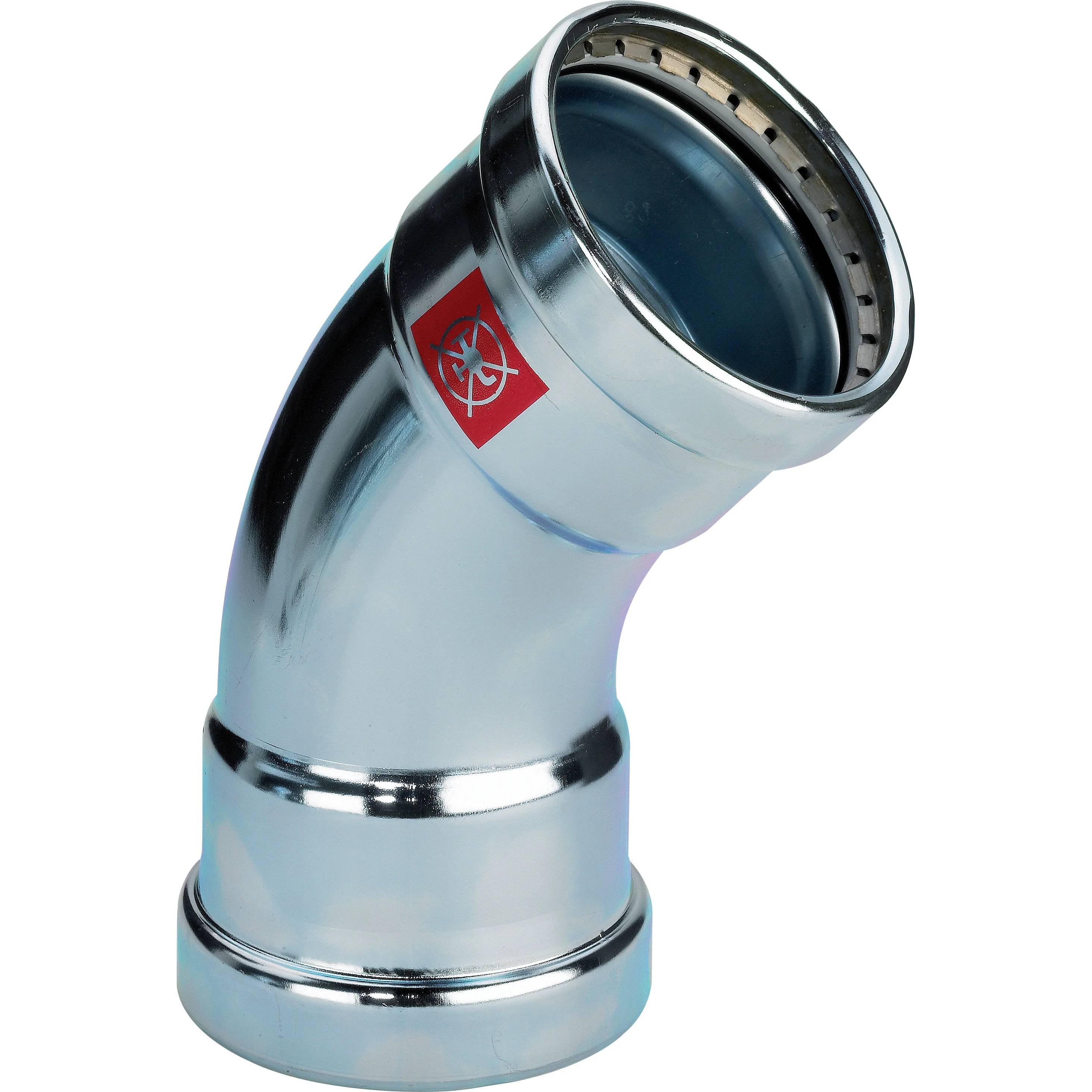 Viega Prestabo XL-Bogen 45°, mit SC-Contur, Stahl unlegiert, verzinkt, Modell 1126XL, VdS-Zulassung, d: 76,1, 1 Stk.