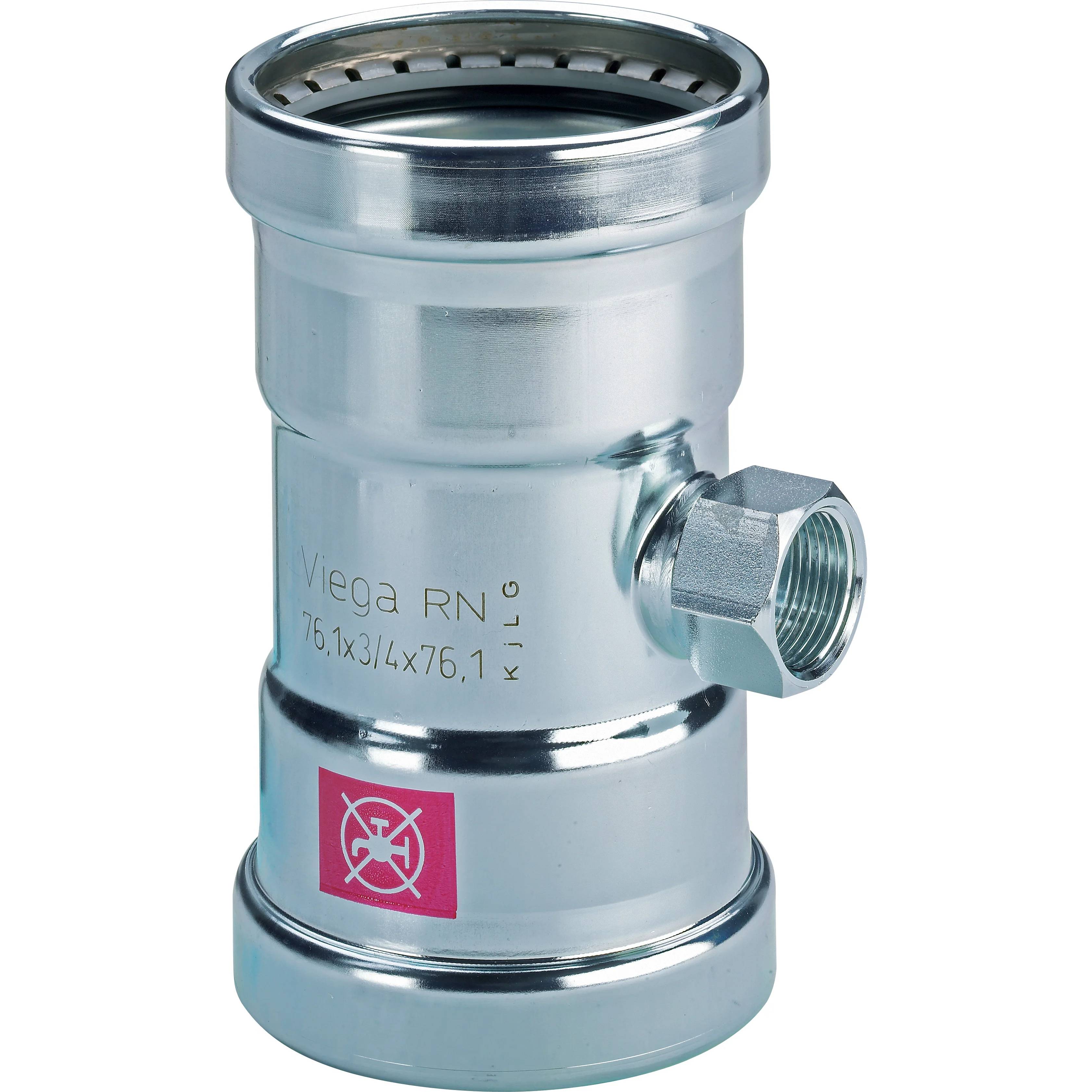 Viega Prestabo XL-T-Stück, mit SC-Contur, Stahl unlegiert, verzinkt, d1: 88,9, Rp: ¾, d2: 88,9, 1 Stk.