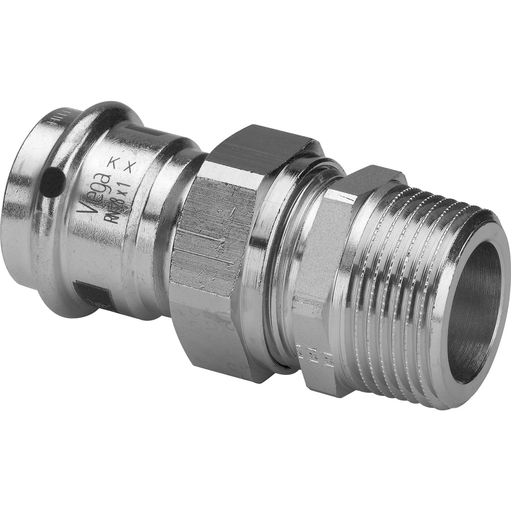 Viega Prestabo-Übergangsverschraubung, SC-Contur, Stahl unlegiert, verzinkt, flachdichtend, d: 15, R: ½, 1 Stk.
