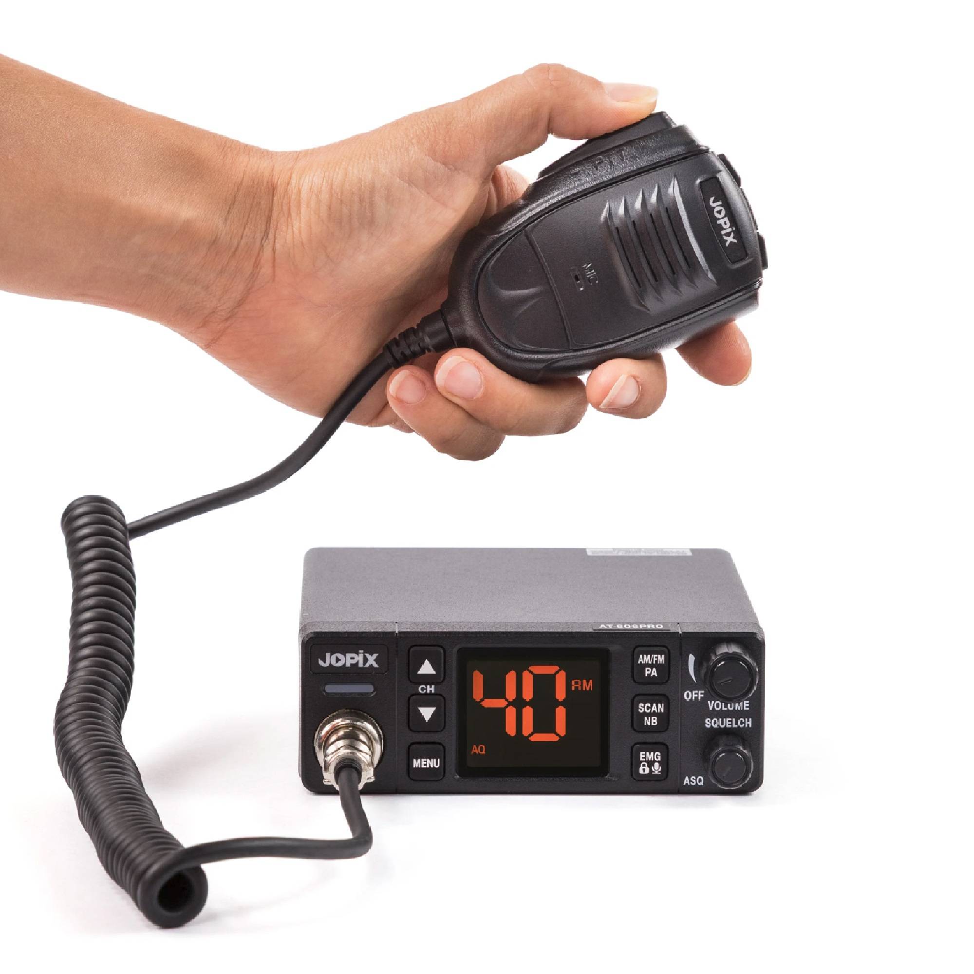 Statisches Radio CB JOPIX AT-606PRO ASQ, AM/FM, 4W, 12V-24V, PA, VOX, Noise Blanker
