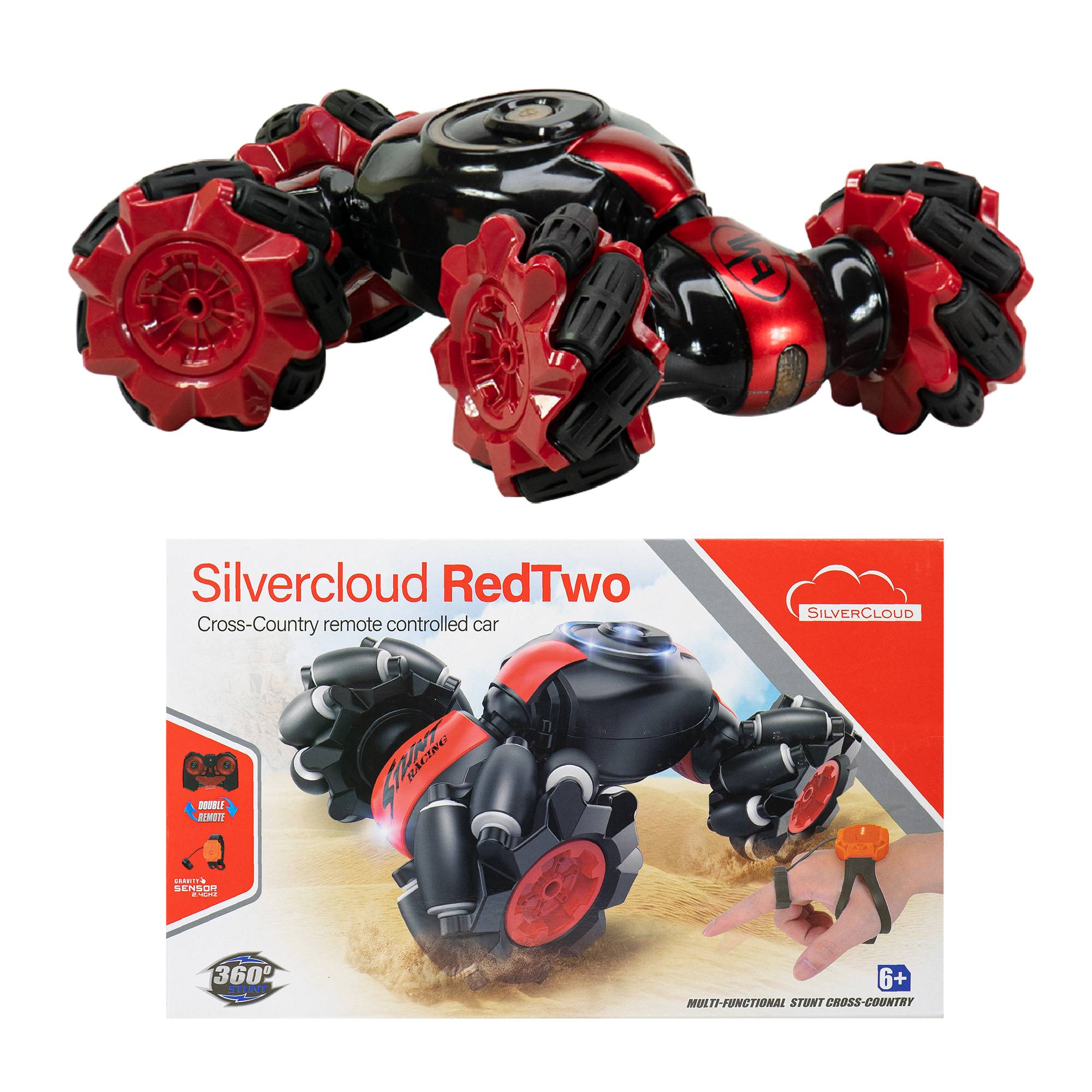 Silvercloud RedTwo Offroad-Spielzeug, mit Fernbedienung und Gestensteuerung, Formänderung, 500-mAh-Ersatzbatterie im Lieferumfang enthalten, rot