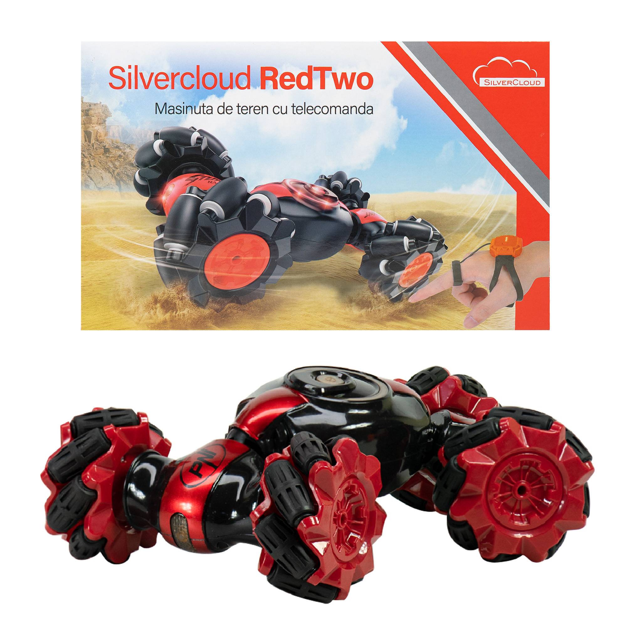 Silvercloud RedTwo Offroad-Spielzeug, mit Fernbedienung und Gestensteuerung, Formänderung, 500-mAh-Ersatzbatterie im Lieferumfang enthalten, rot