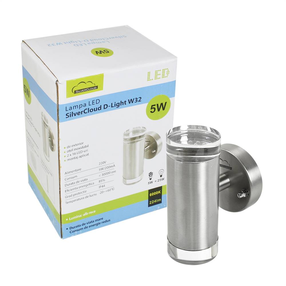 SilverCloud D-Light W32 LED Edelstahlgehäuse