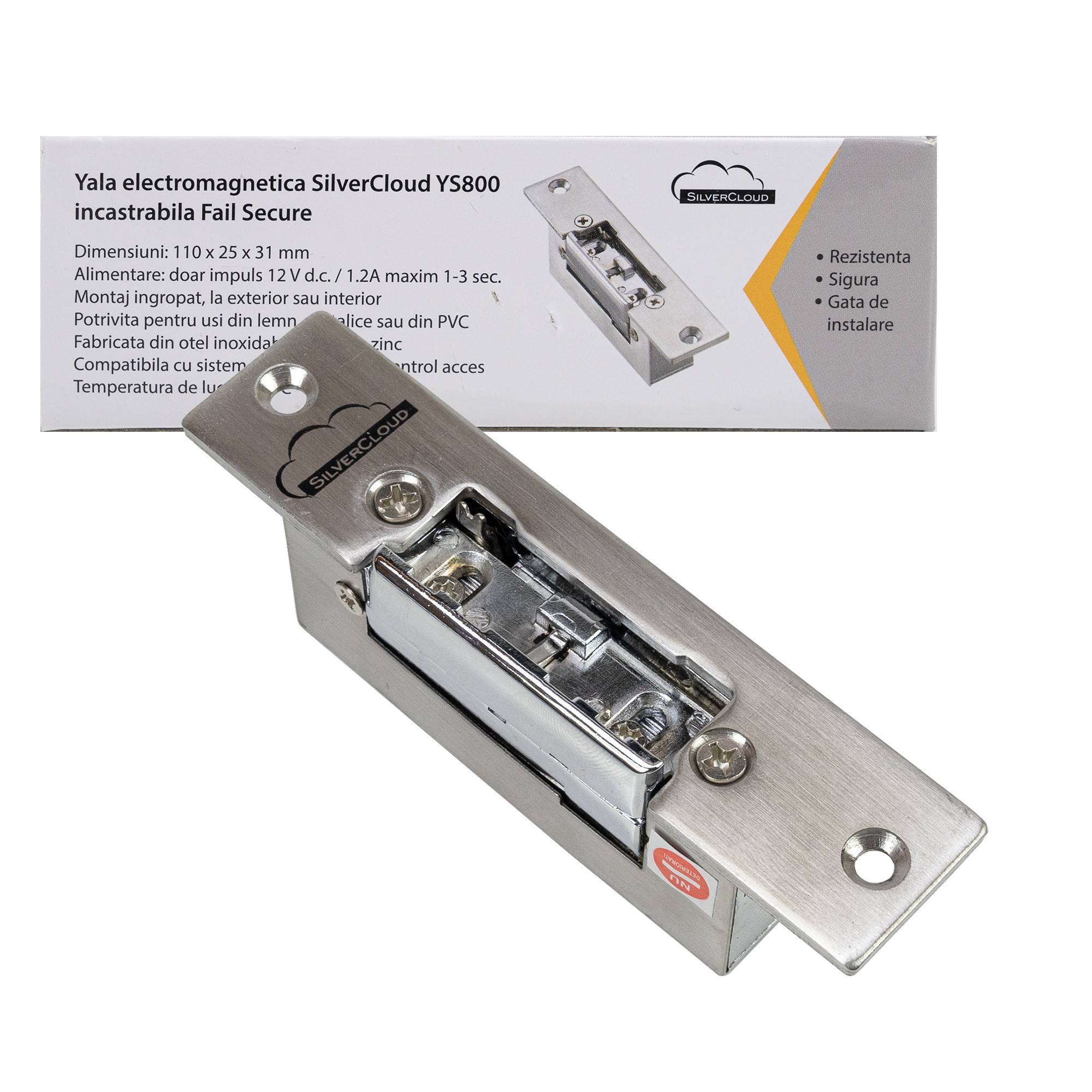 Yala SilverCloud YS800 elektromagnetische Einbau-Türklingel, Fail Secure NC