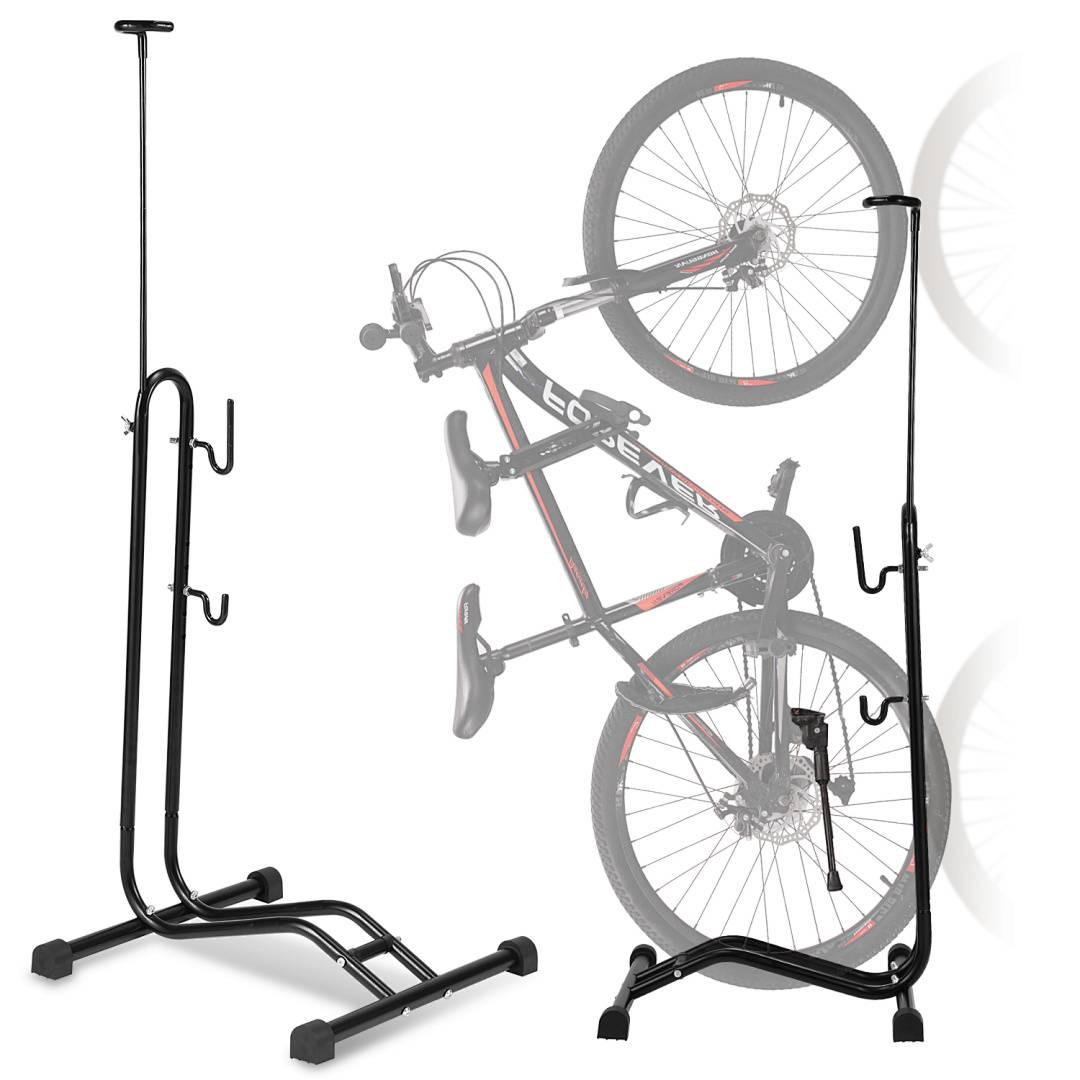 Fahrradständer 3‑in‑1 Höhenverstellbar 18–27,5 Zoll für Garage Metall Schwarz