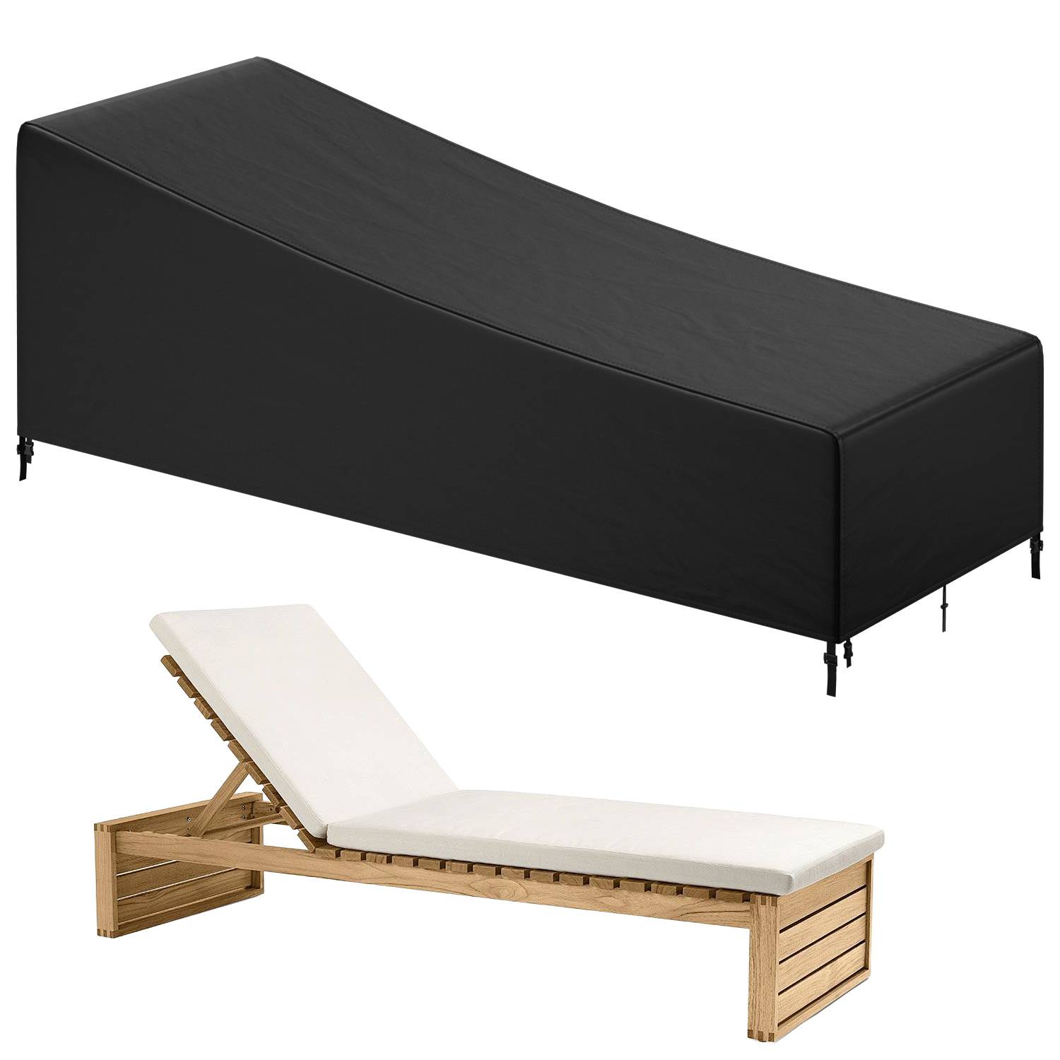 Gartenliege Abdeckung 200×75×40/70 cm, Wasserdichte Schutzhülle aus 420D Oxford-Gewebe, UV-beständig, Reißfest, mit Befestigungsschnur
