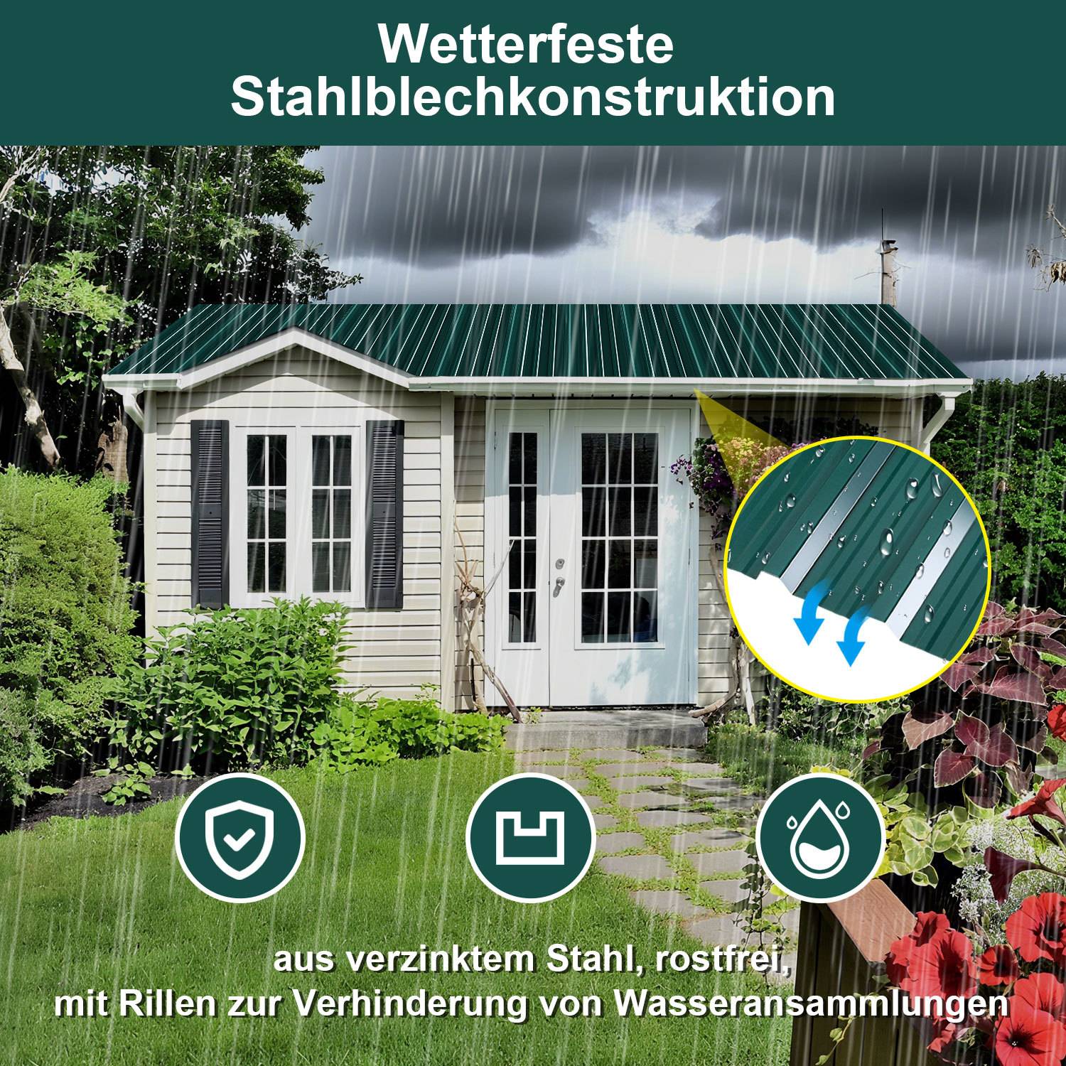 12x Profilblech Trapezblech Dachblech 129 x 46 cm, Verzinktes Stahlblech - Wellenprofil in Grün, Dachplatten für Dächer, Carports, Gartenhaus