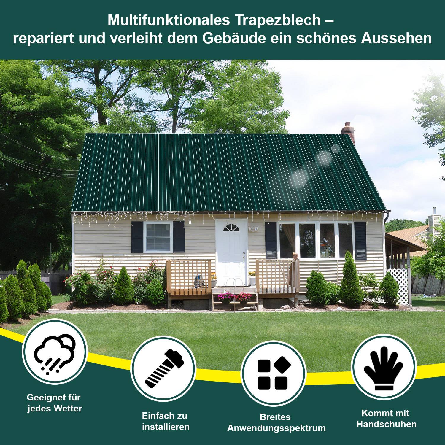 36er Trapezblech Dachplatten Anthrazit 129x46 cm, verzinktes Wellblech für Halle, Schuppen & Carport